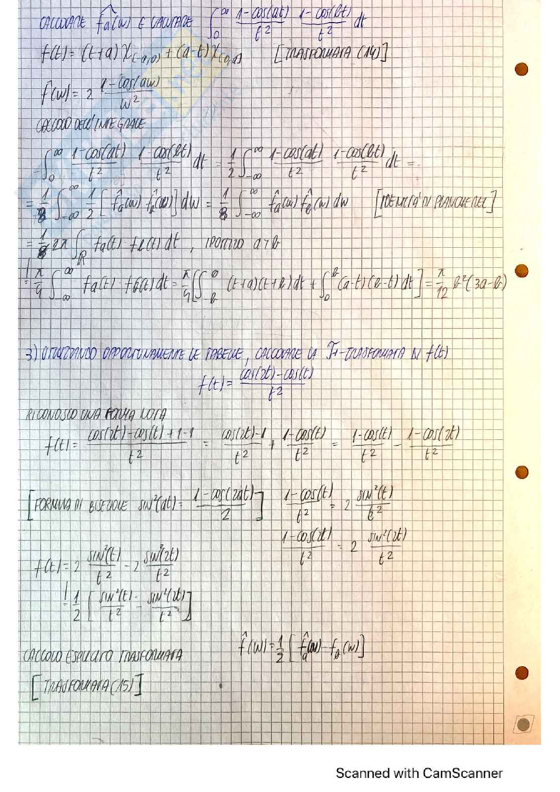 Metodi matematici - Foglio 8 - Esercizi Trasformata di Fourier in L1(R) e L2(R) Pag. 2