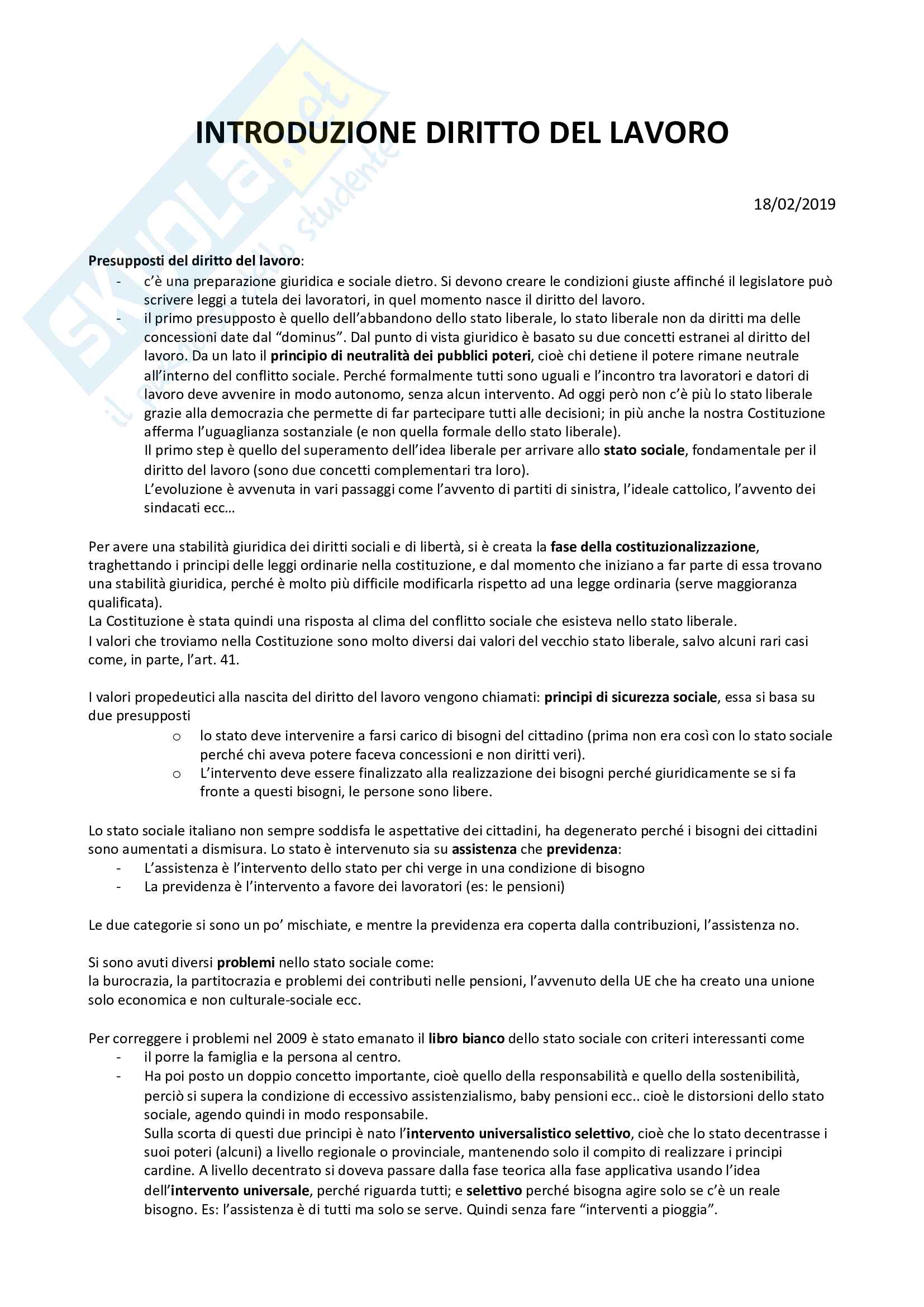 Appunti di Diritto del Lavoro Pag. 1