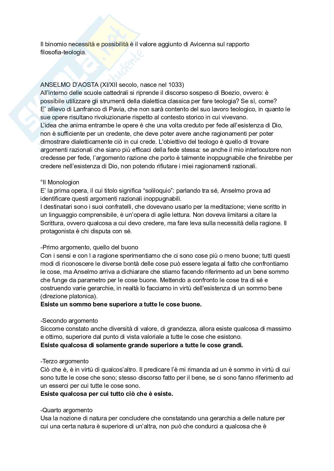 Riassunto esame Storia della filosofia medievale, Prof. Colli Andrea, libro consigliato Filosofie medievali. Dalla tarda antichità all’Umanesimo , Catapano Pag. 11