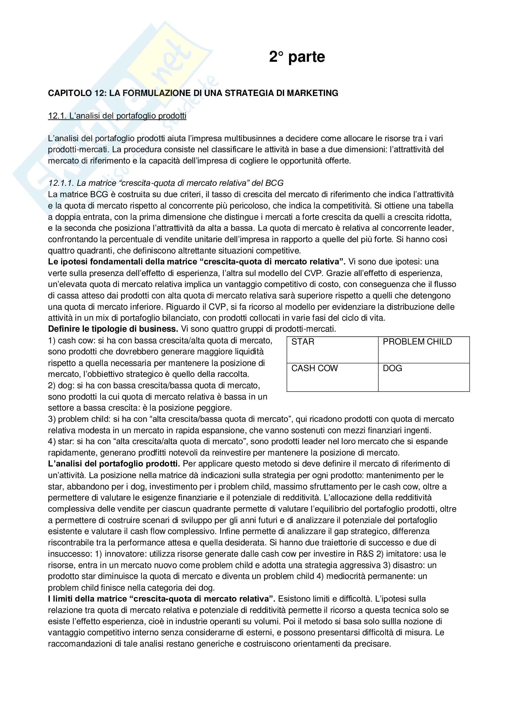 Riassunto esame Marketing, prof. Buratti, libro consigliato Market Driven Management, Lambin - parte seconda Pag. 1