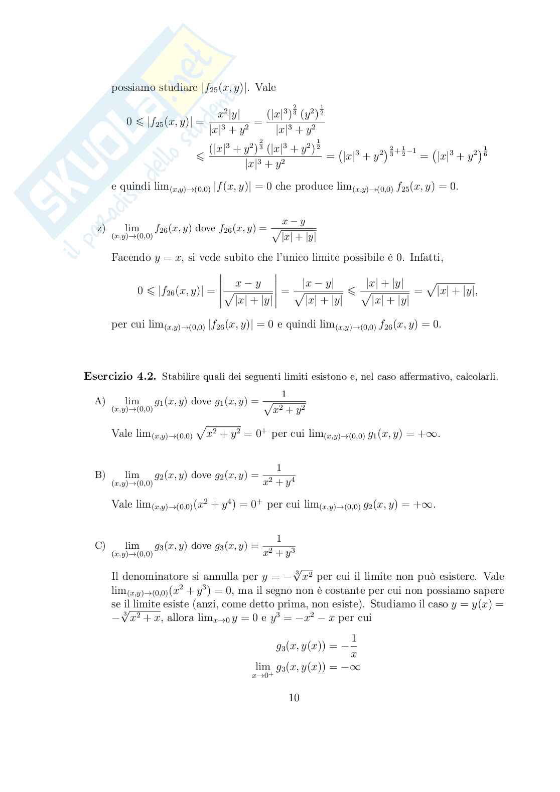 Esercitazione su: Limiti e Continuità di funzioni in più variabili (Analisi 2) Pag. 16