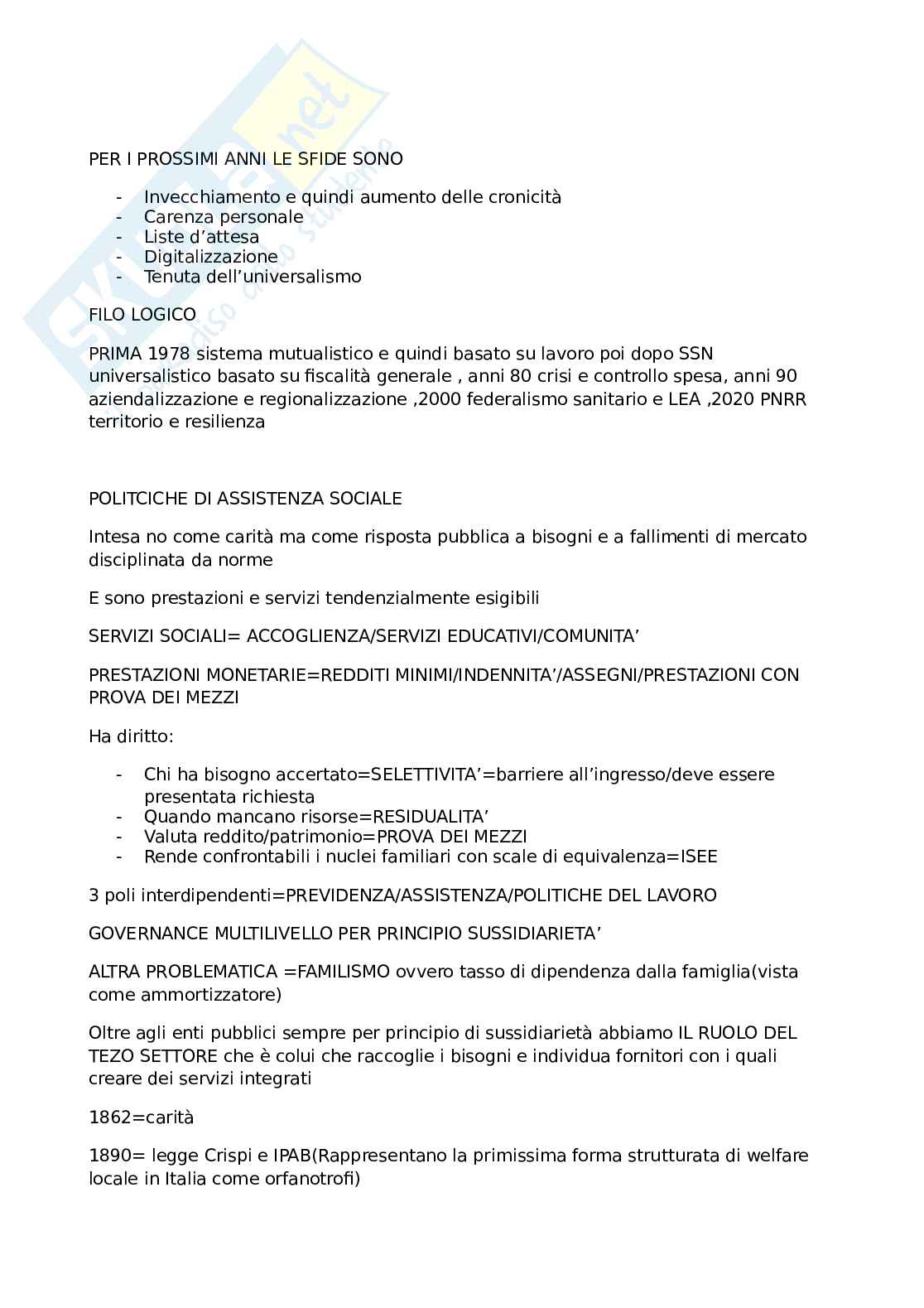 Sistemi comparati di welfare Pag. 31