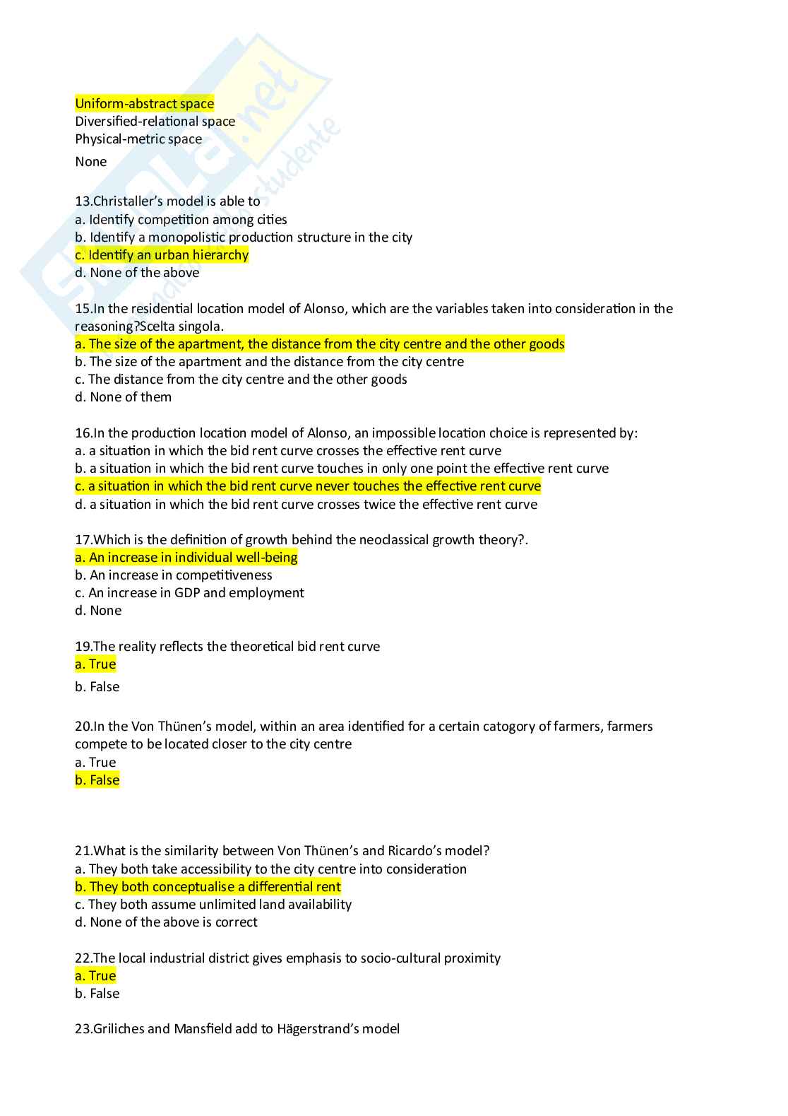 Domande d'esame di Regional economics Pag. 16