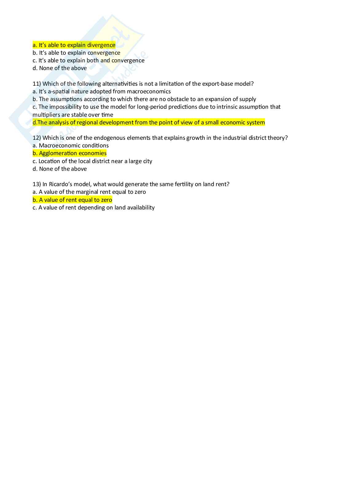 Domande d'esame di Regional economics Pag. 21