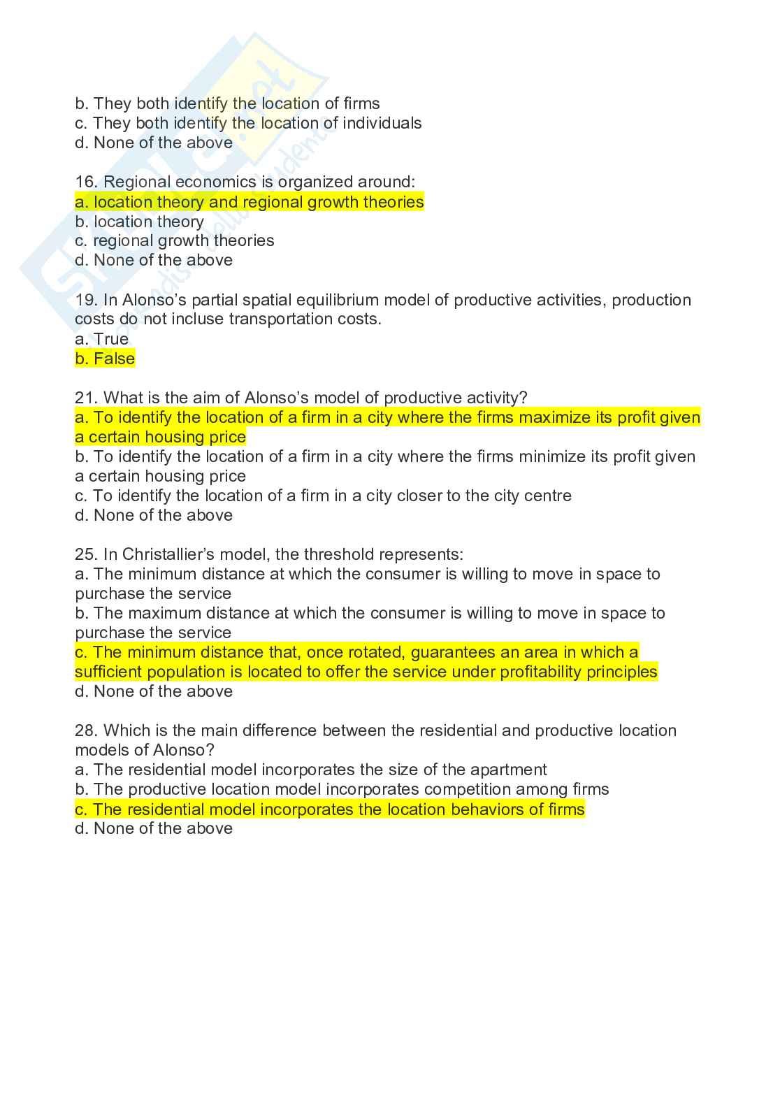 Domande d'esame di Regional economics Pag. 26