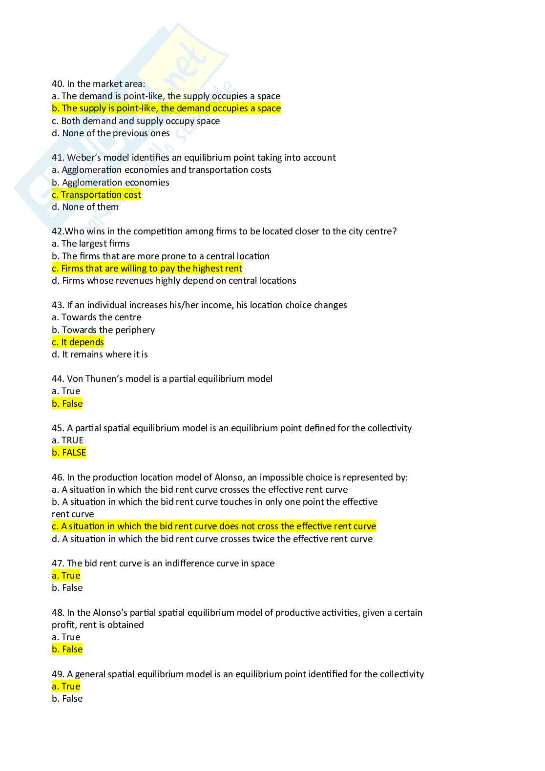 Domande d'esame di Regional economics Pag. 6