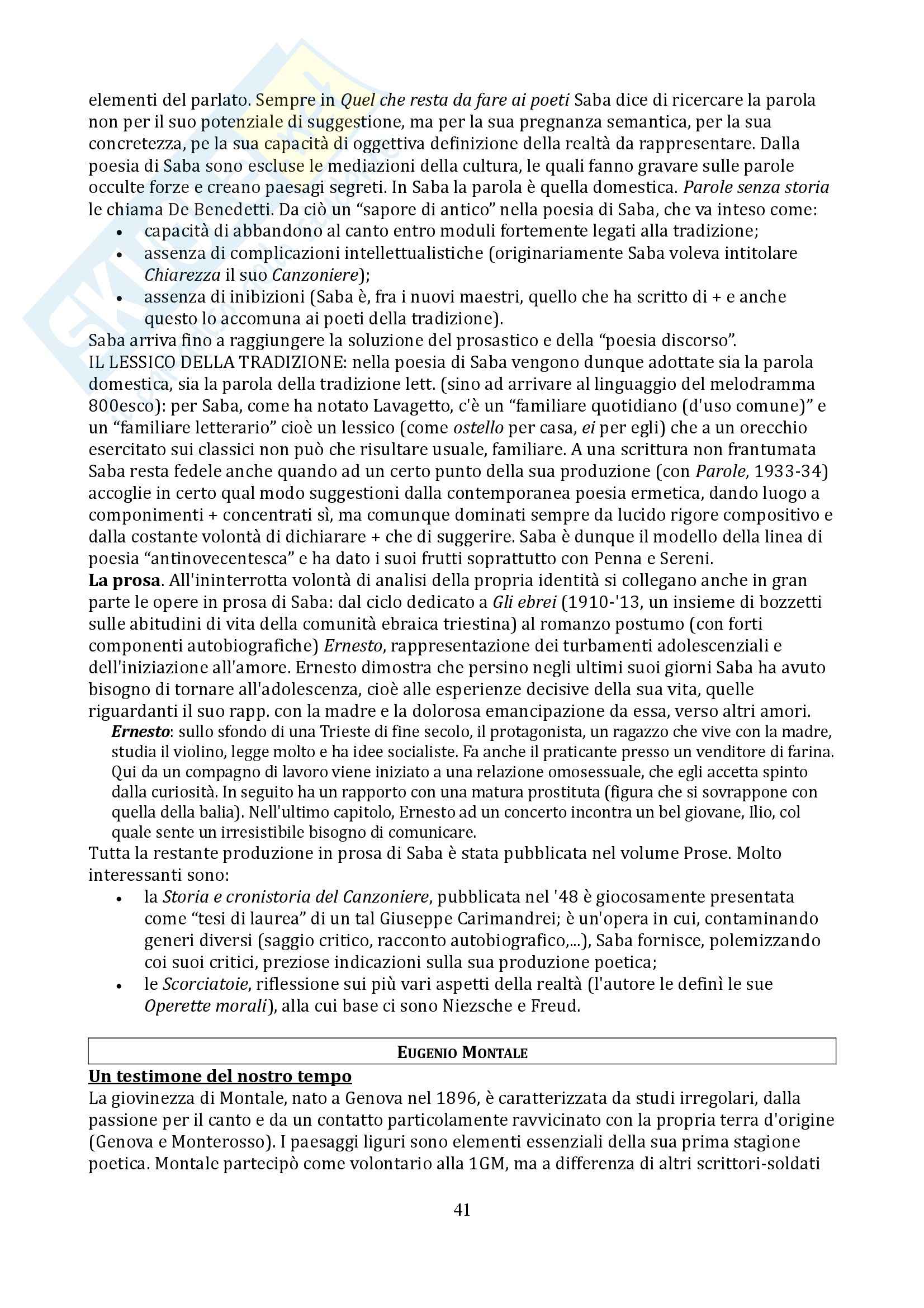Riassunto esame Letteratura I, prof. Giovannuzzi, libro consigliato L'esperienza letteraria in Italia, Ferroni Pag. 41