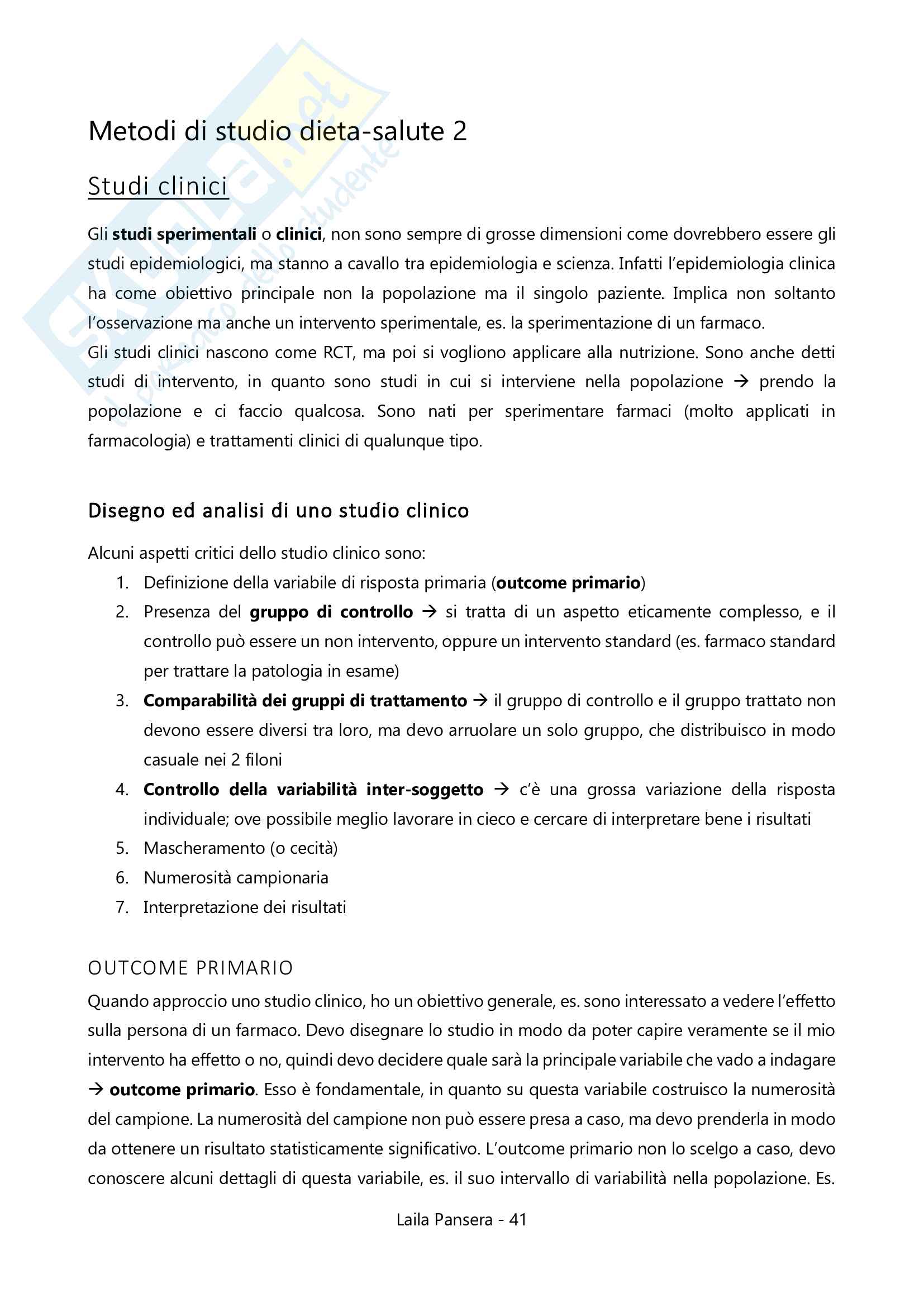Alimentazione e promozione della salute, parte 1: metodologia Pag. 41