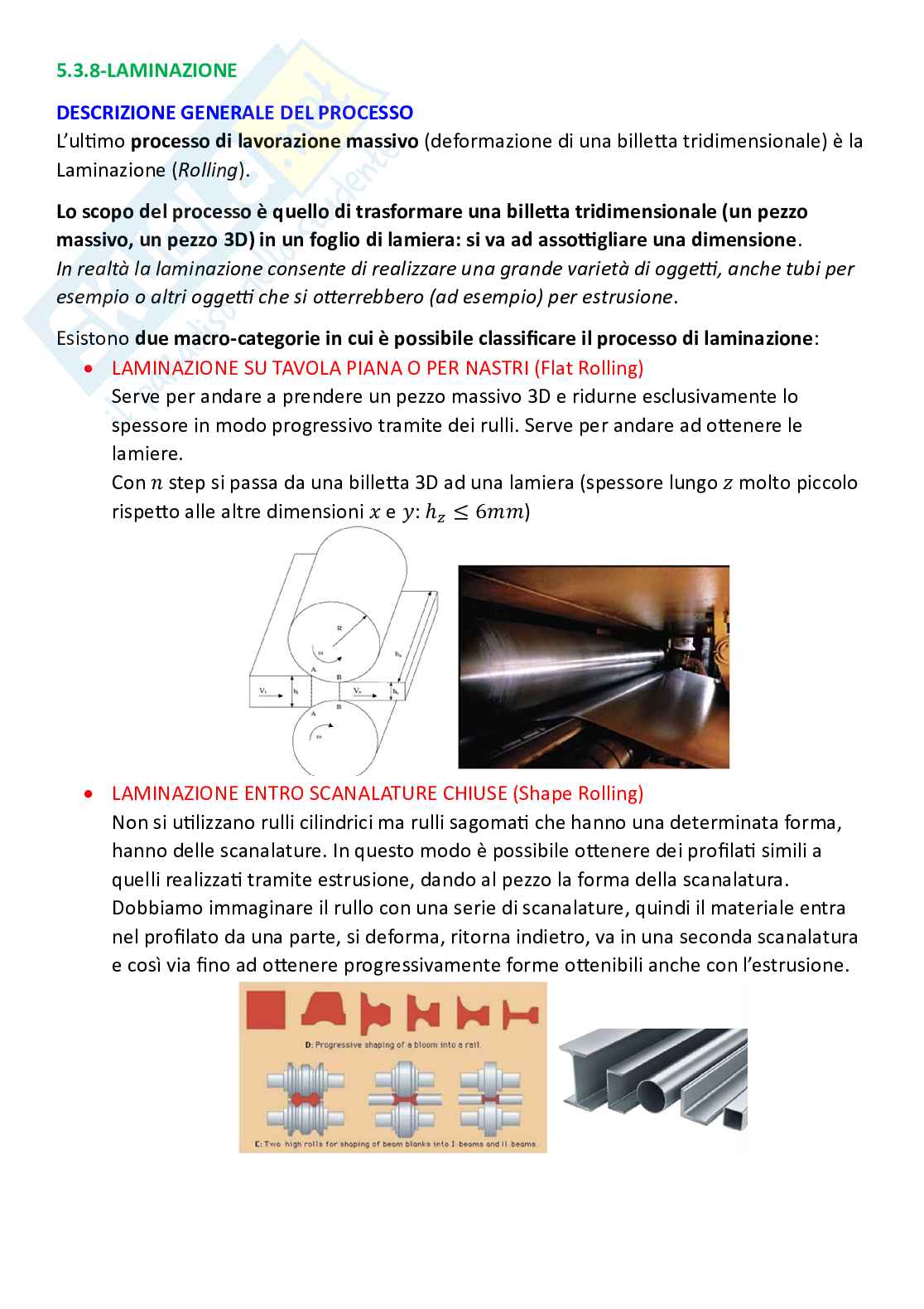 Tecnologie industriali, parte 7 - Laminazione Pag. 1