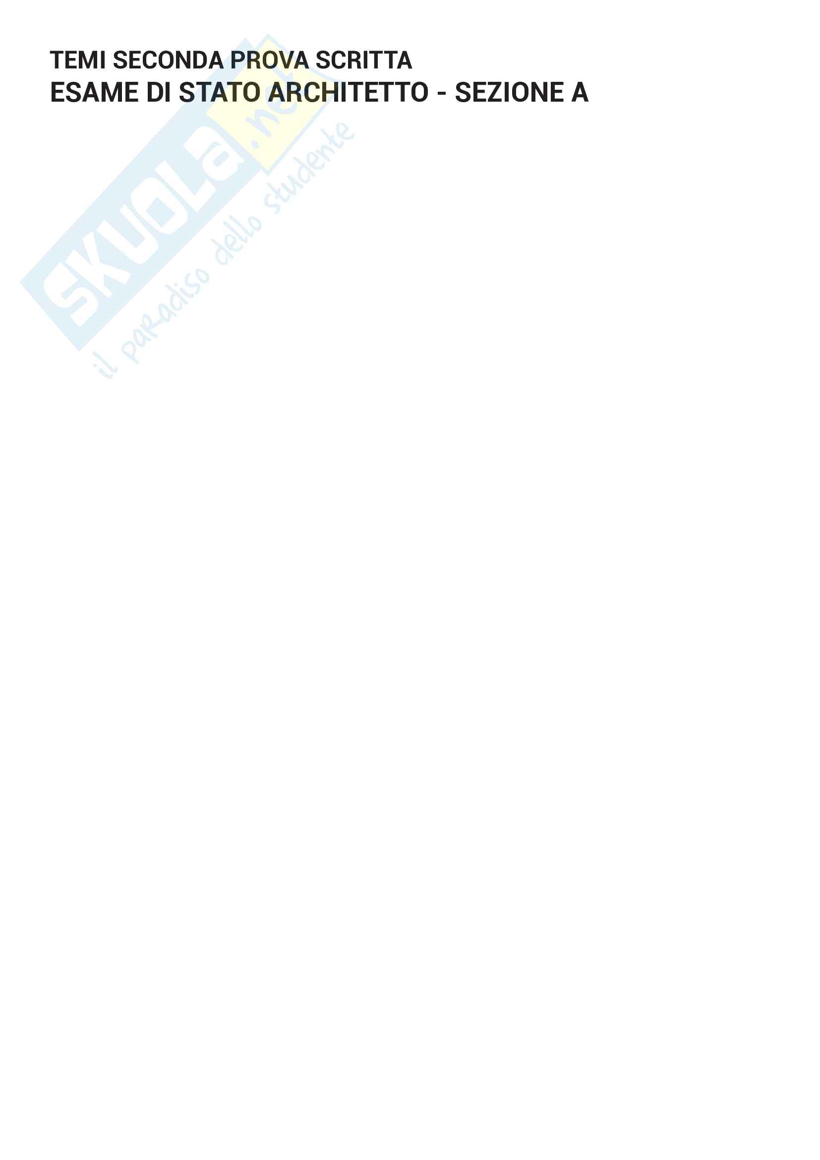 Esame di stato architetto. 4 temi svolti + appunti