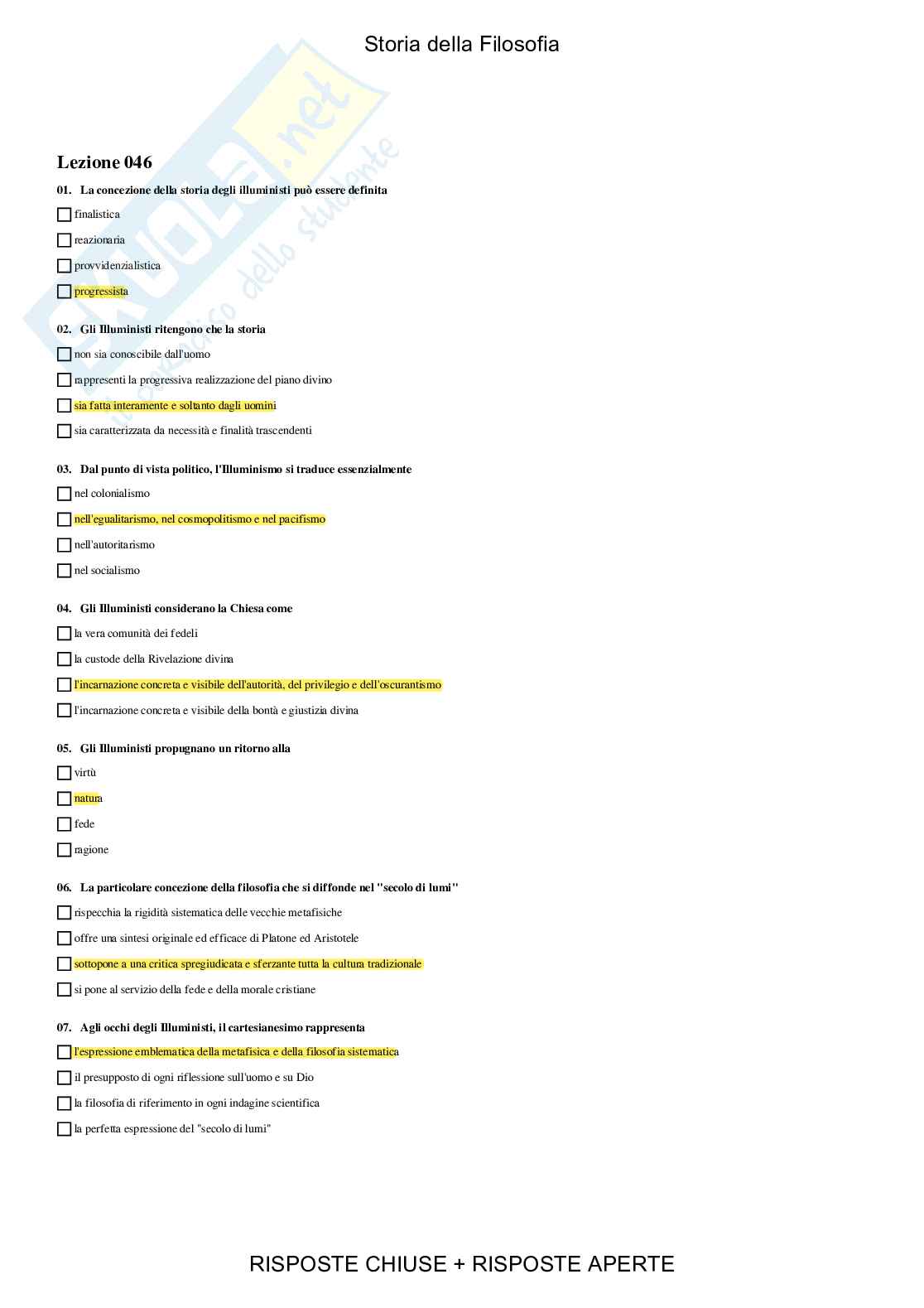 Storia della filosofia - Paniere compilato Pag. 56