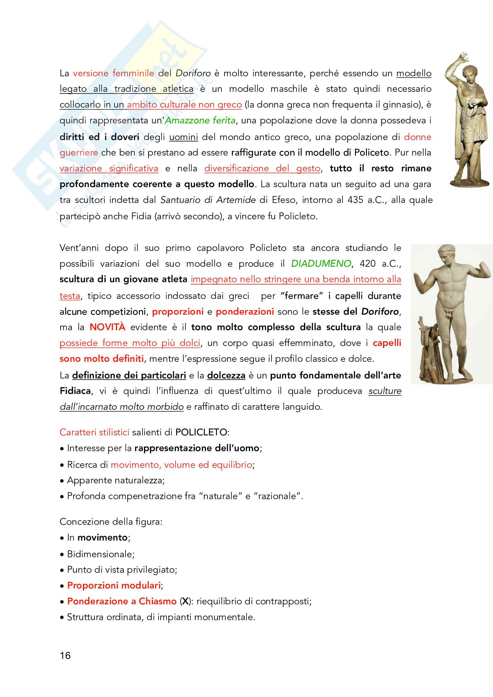 Scultura nell'arte antica. L’idea del bello in scultura: canoni e personalità a confronto. Appunti di Storia dell'arte antica Pag. 16