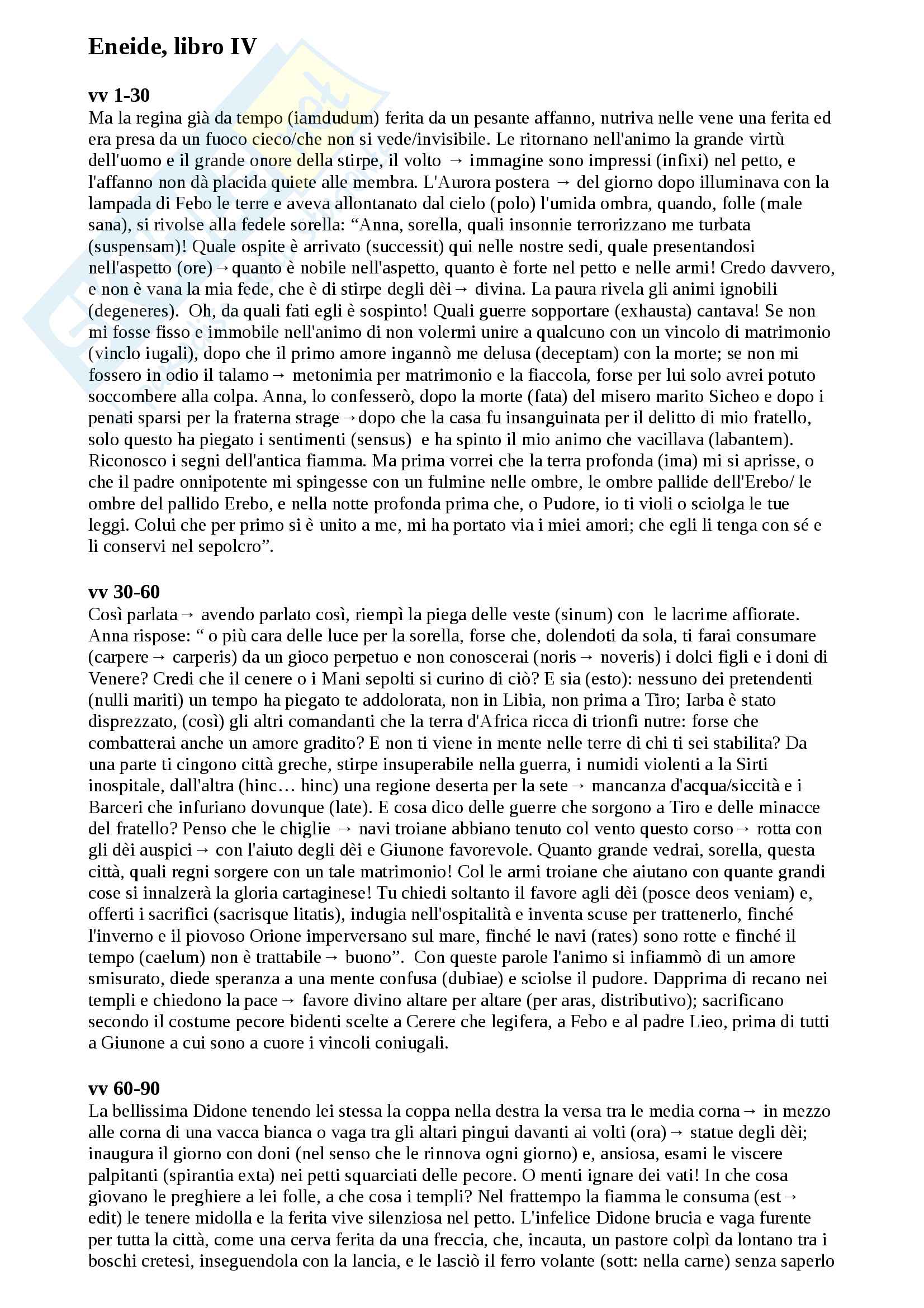 Eneide Libro 4 Traduzione E Analisi
