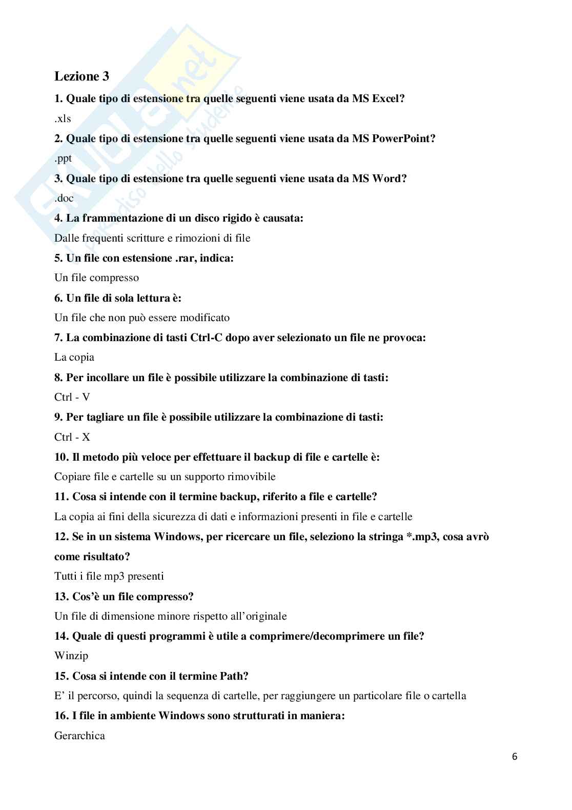Paniere di Informatica con domande chiuse svolte Pag. 6