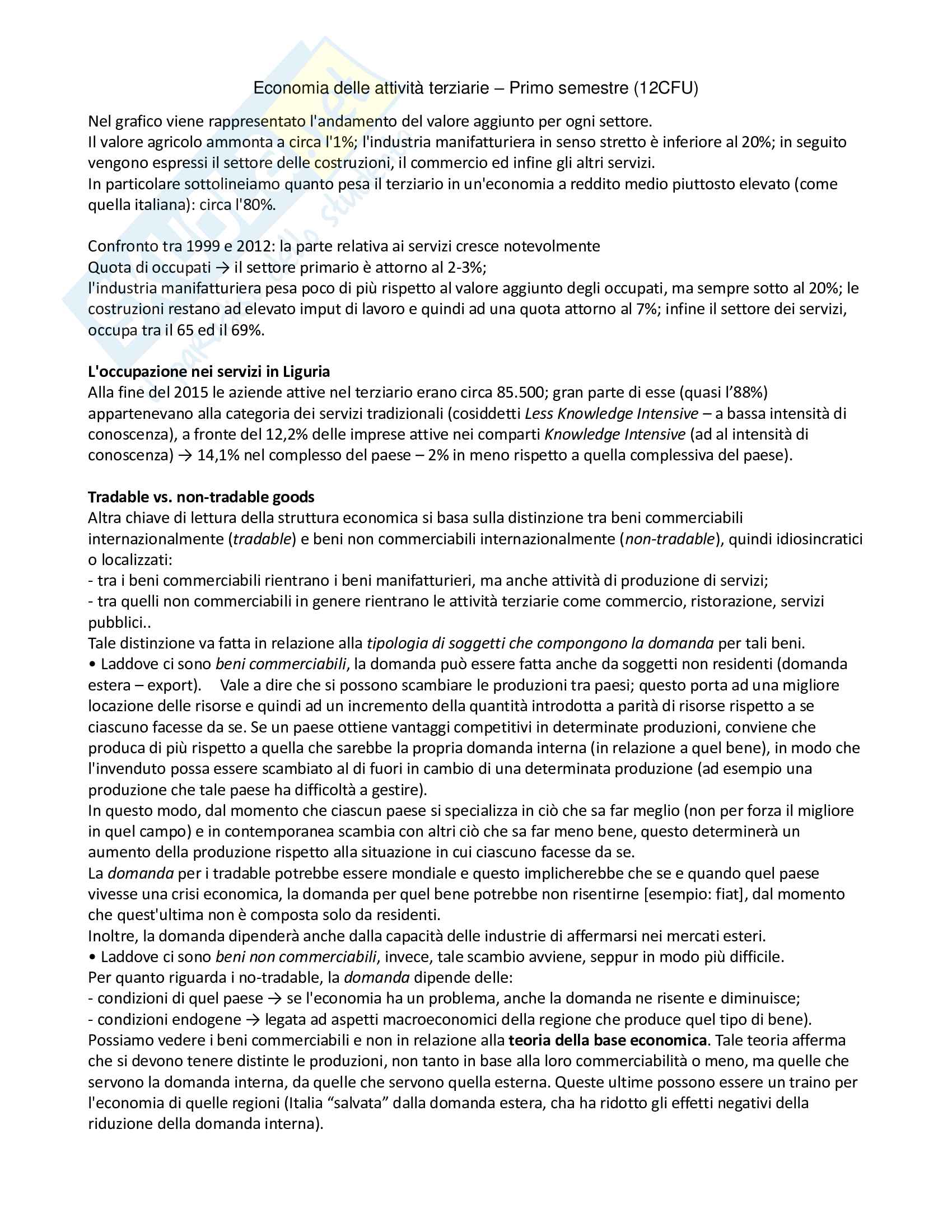Economia delle attività terziarie (Primo Semestre - 6FCU) Pag. 16