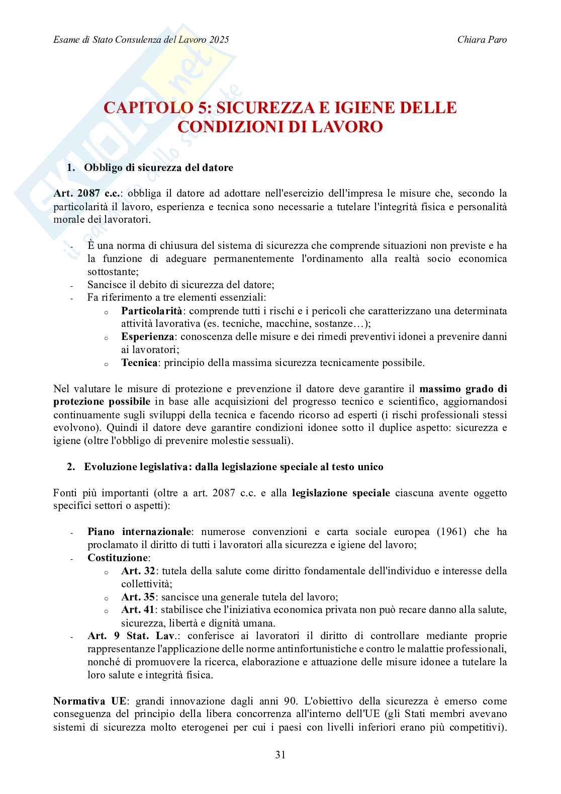 Riassunto esame Diritto del lavoro, Prof. De Mozzi Barbara, libro consigliato Manuale di base esame per Consulente del lavoro, Simone 2024  Pag. 31