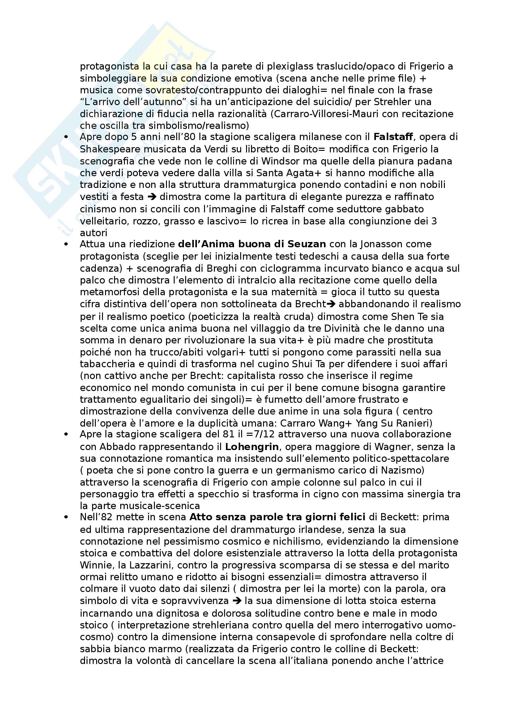 Riassunto esame Storia del Teatro e dello Spettacolo, prof. Cambiaghi, libro consigliato Il Teatro di Strehler, Bentoglio Pag. 21