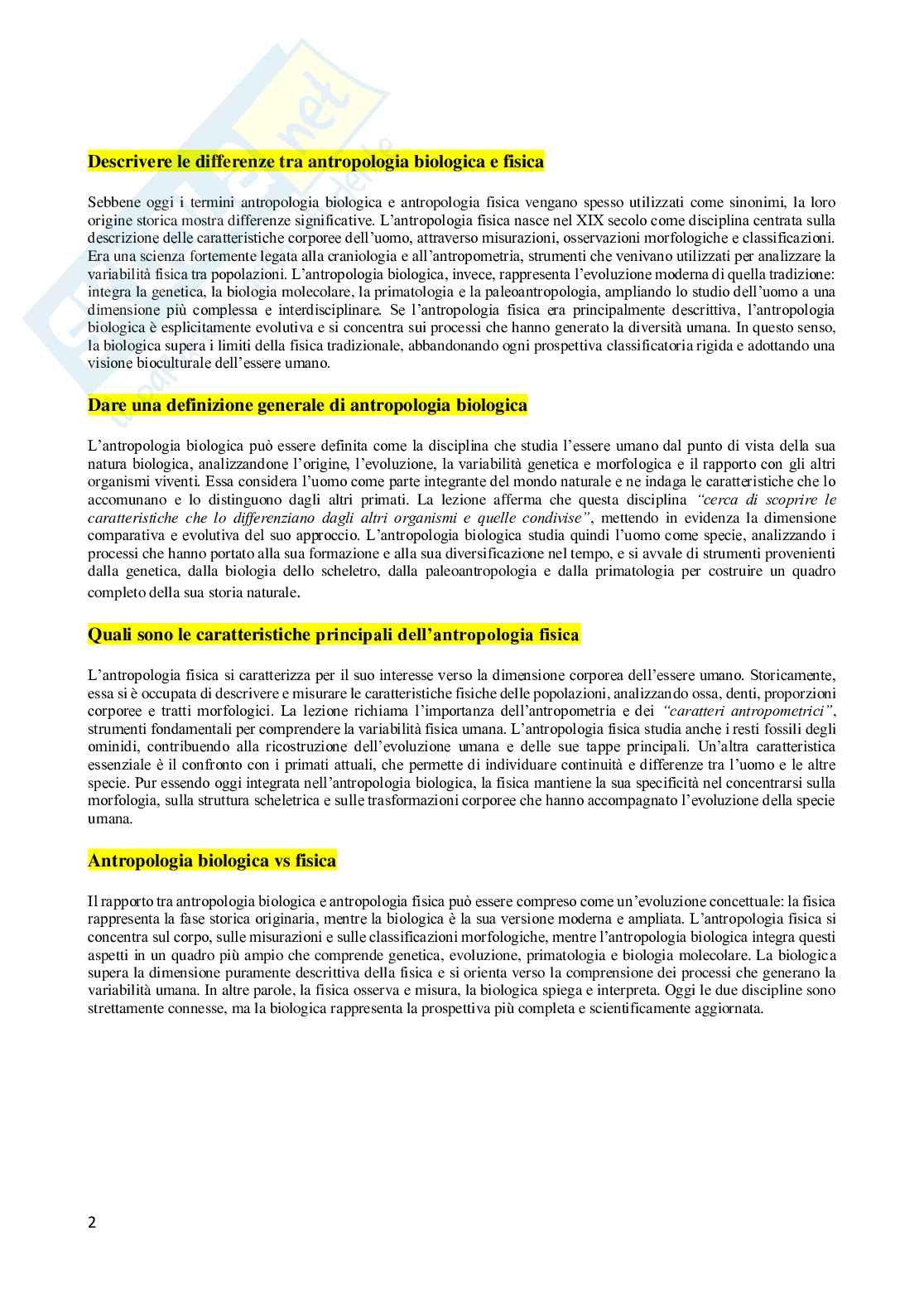 Domande aperte Antropologia  Pag. 2