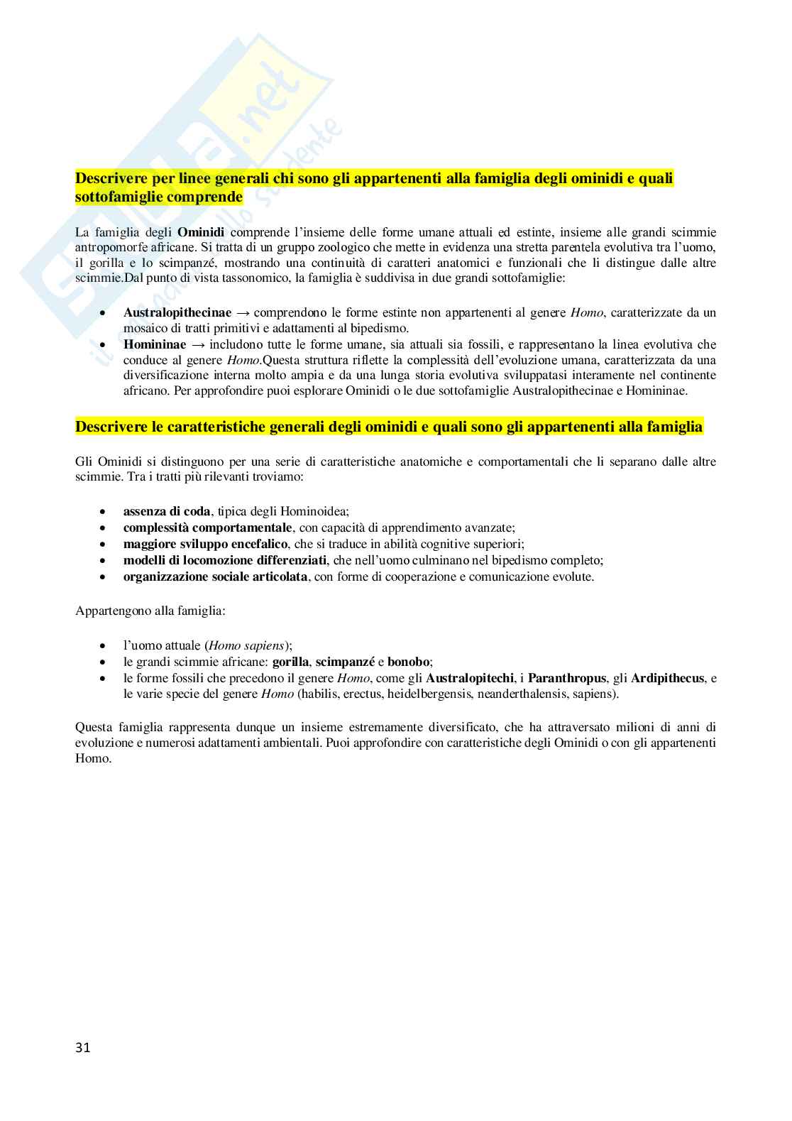 Domande aperte Antropologia  Pag. 31