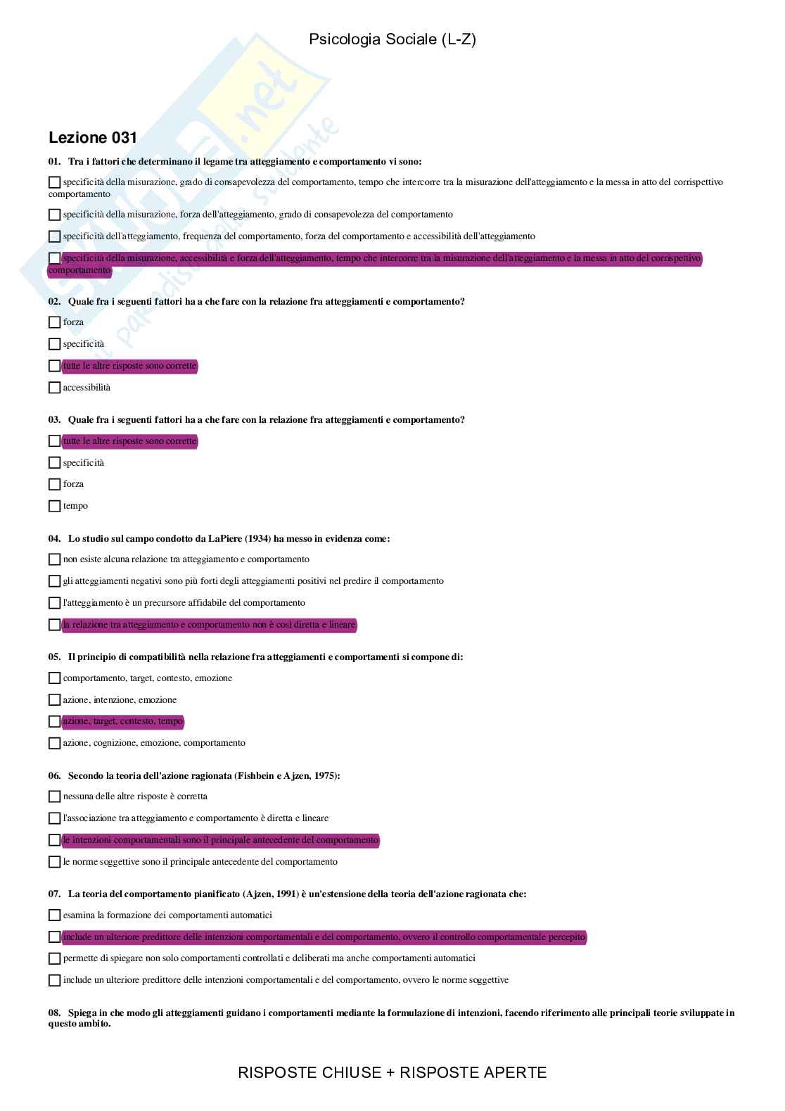 Psicologia sociale  - Paniere compilato Pag. 41