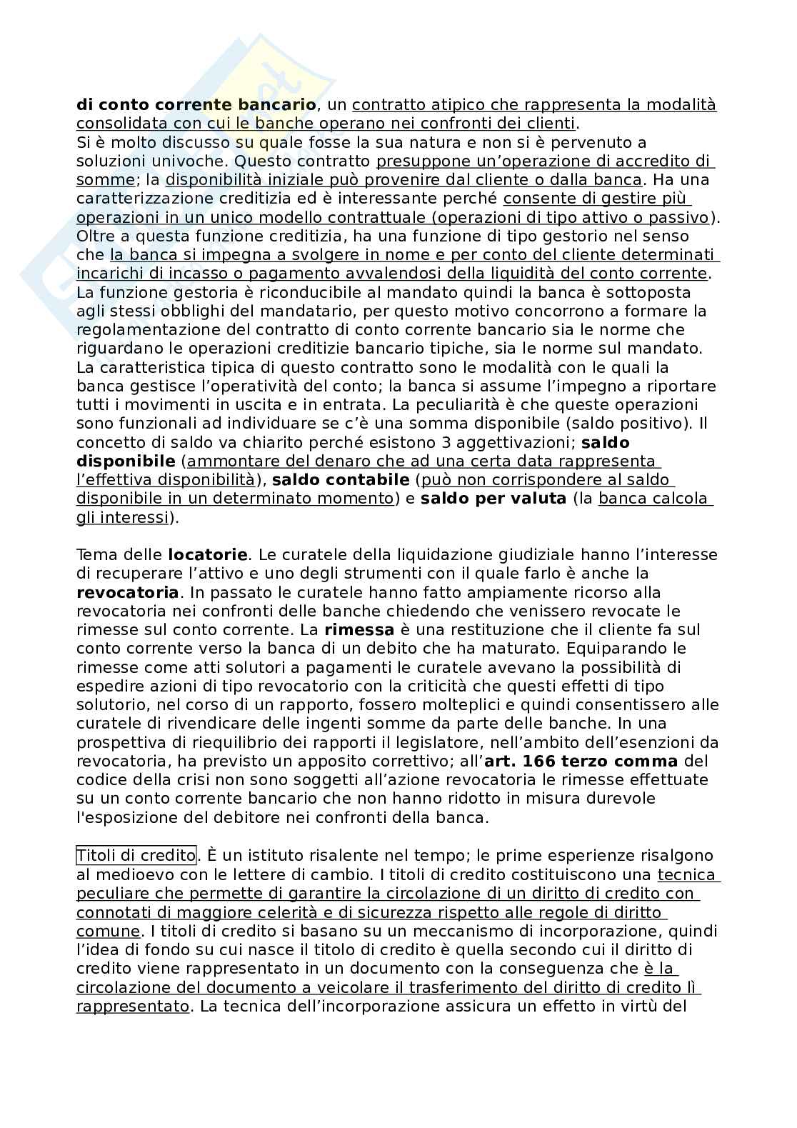 Riassunto esame Diritto commerciale, Prof. Barachini Francesco, libro consigliato Diritto commerciale, vol. 3, Contratti. Titoli di credito. Procedure concorsuali, 6° edizione, Campobasso  Pag. 71
