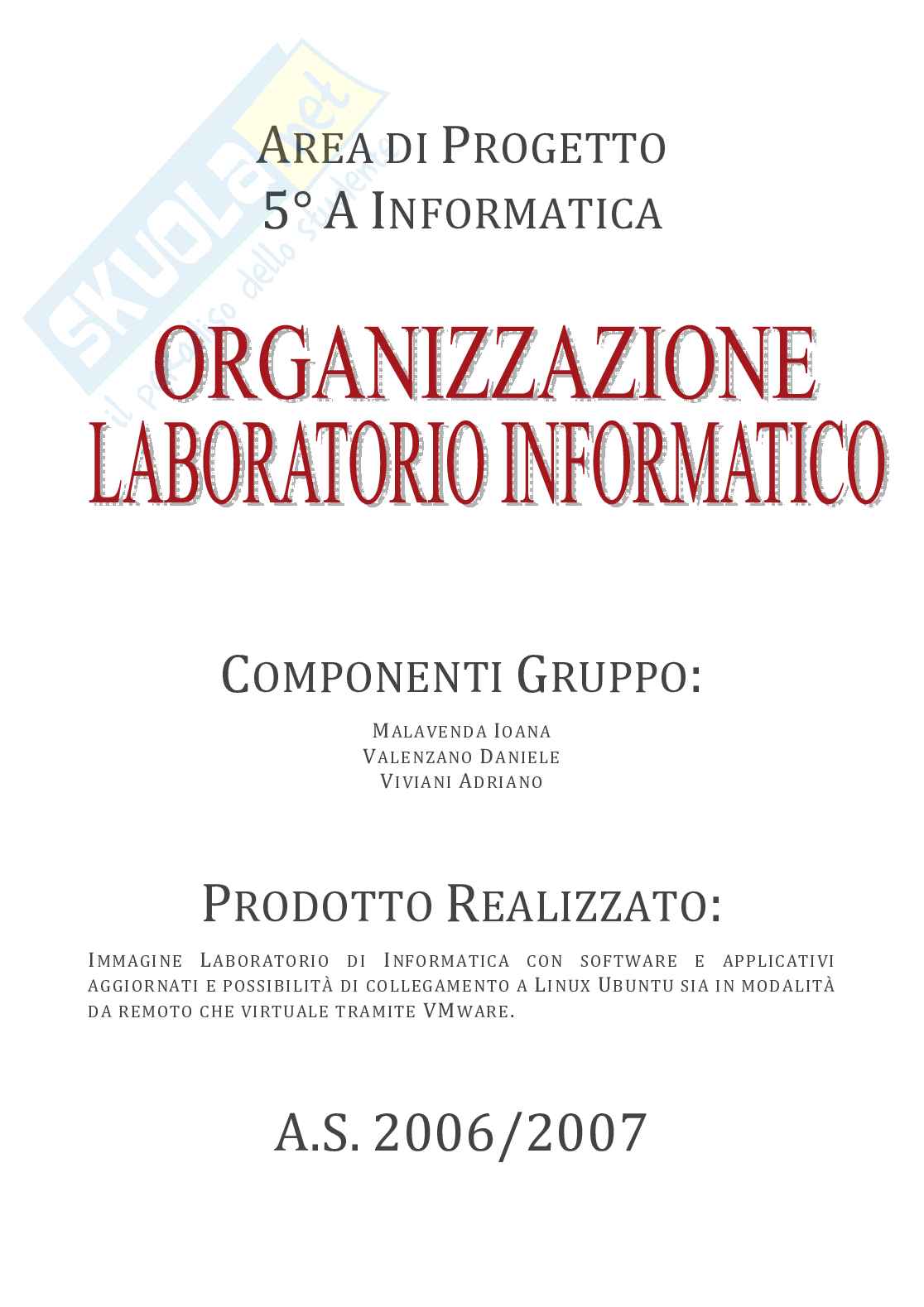 Organizzazione laboratorio di informatica Pag. 1