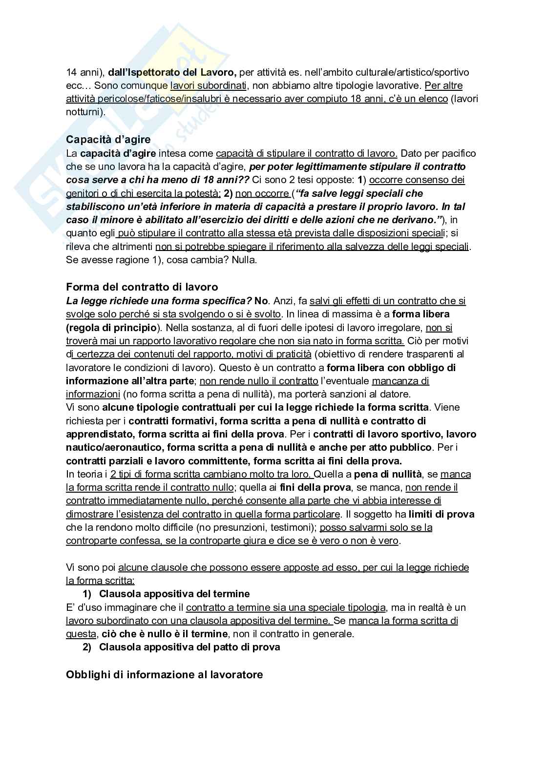 Riassunto esame Diritto del lavoro, Prof. Pellacani Giuseppe, libro consigliato Diritto del lavoro, Galantino Pag. 16