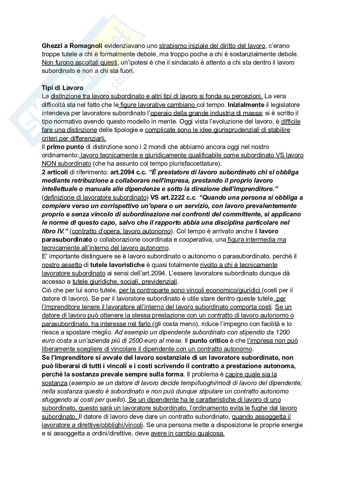 Riassunto esame Diritto del lavoro, Prof. Pellacani Giuseppe, libro consigliato Diritto del lavoro, Galantino Pag. 2