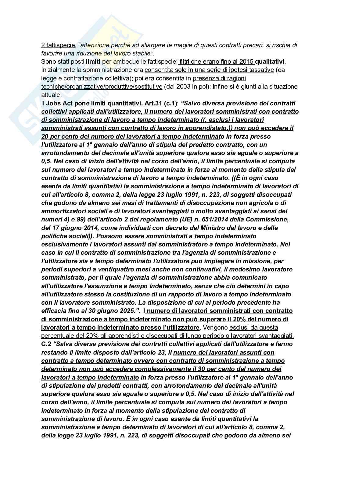 Riassunto esame Diritto del lavoro, Prof. Pellacani Giuseppe, libro consigliato Diritto del lavoro, Galantino Pag. 26