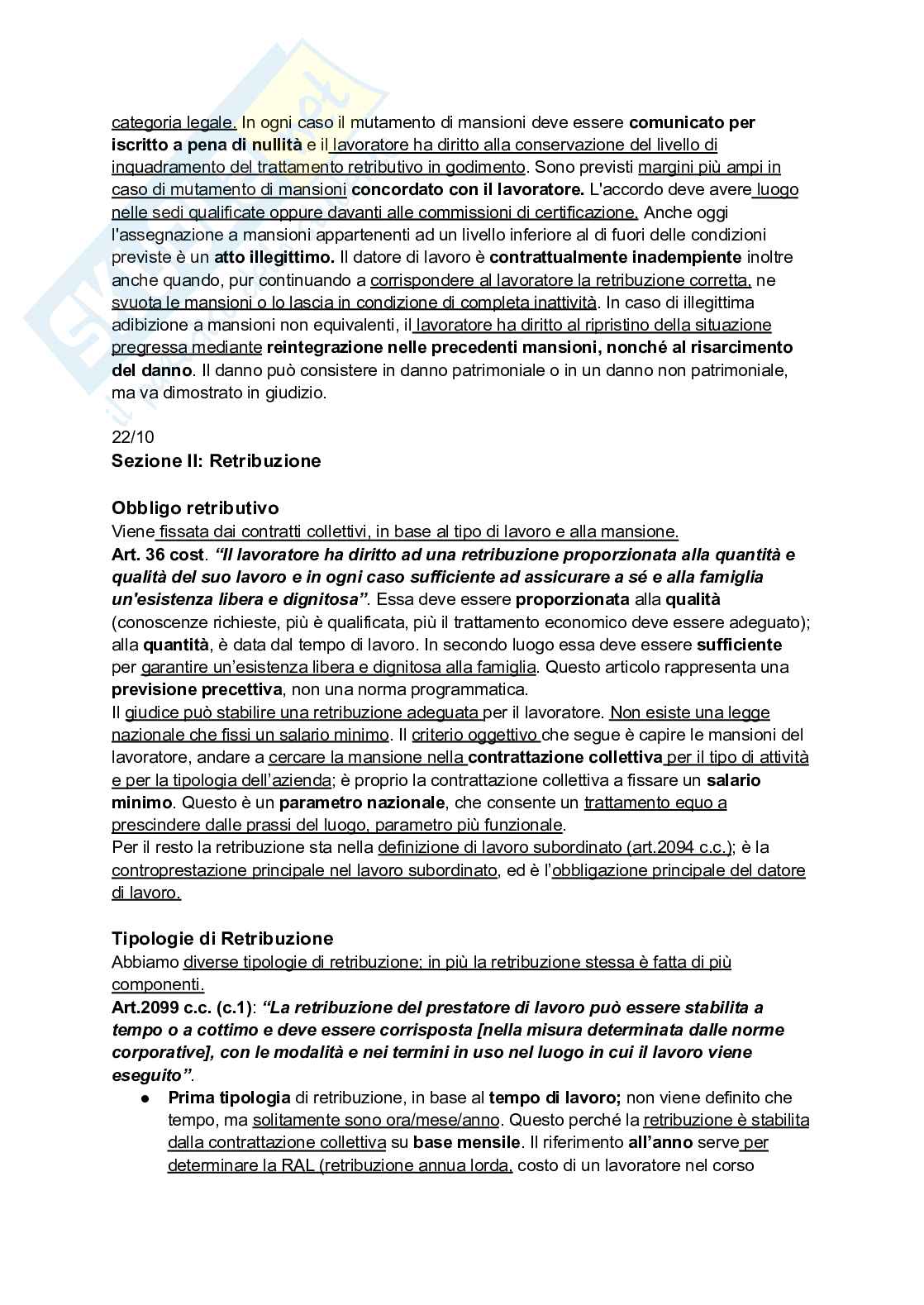 Riassunto esame Diritto del lavoro, Prof. Pellacani Giuseppe, libro consigliato Diritto del lavoro, Galantino Pag. 41