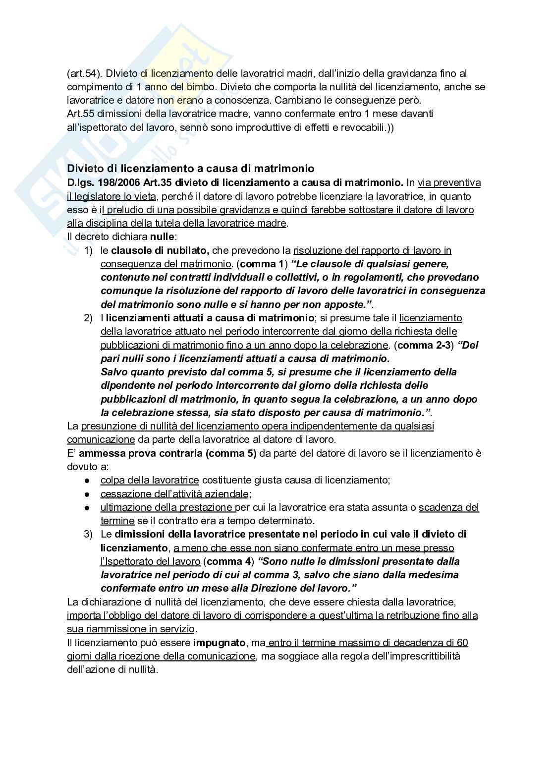 Riassunto esame Diritto del lavoro, Prof. Pellacani Giuseppe, libro consigliato Diritto del lavoro, Galantino Pag. 51