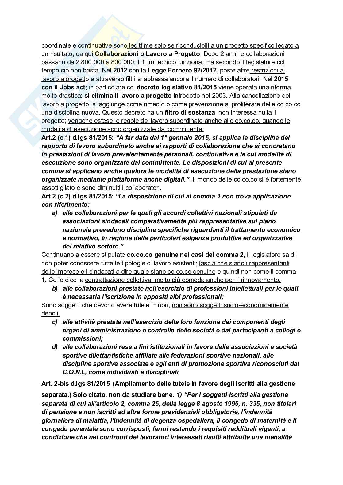 Riassunto esame Diritto del lavoro, Prof. Pellacani Giuseppe, libro consigliato Diritto del lavoro, Galantino Pag. 6