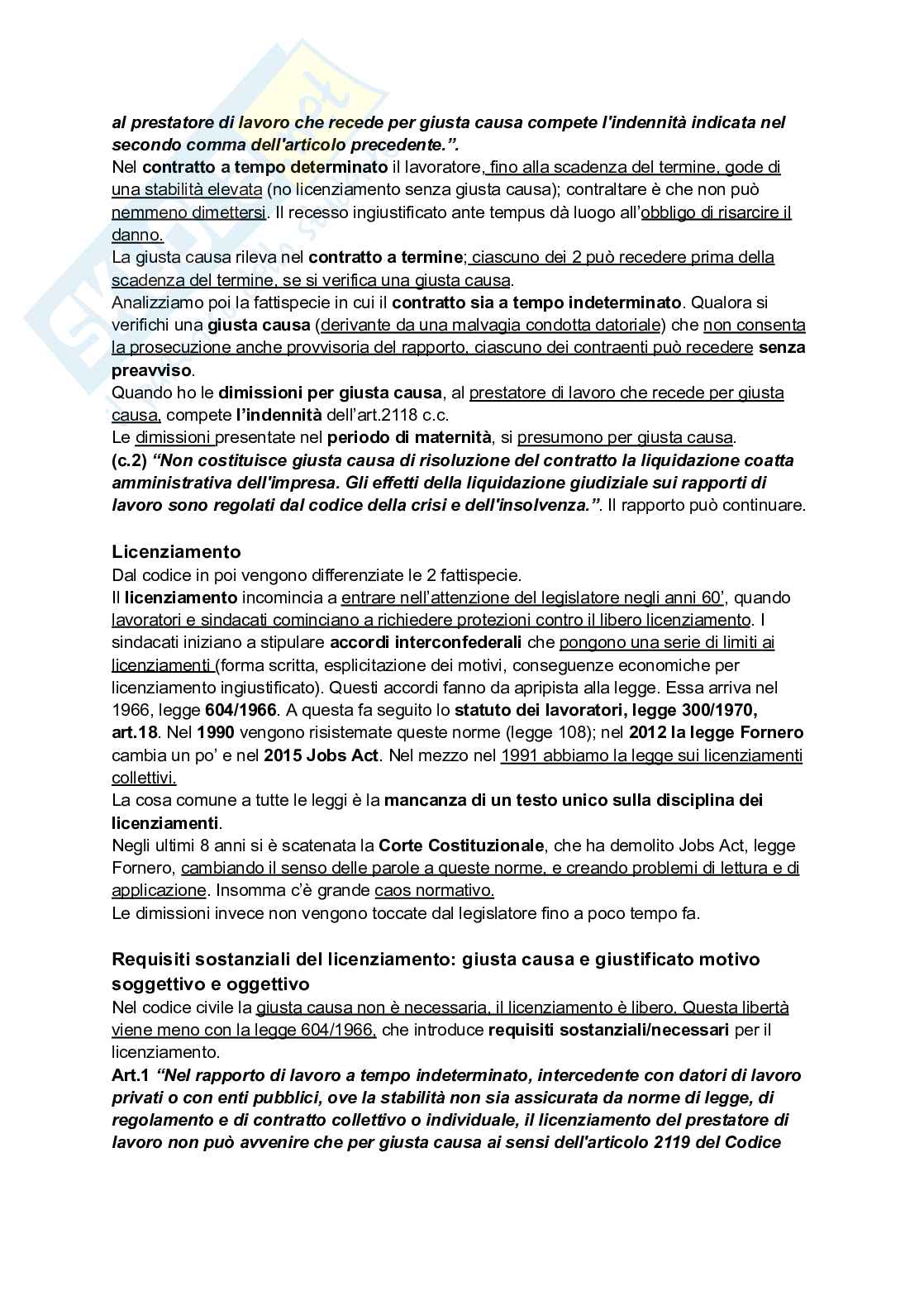Riassunto esame Diritto del lavoro, Prof. Pellacani Giuseppe, libro consigliato Diritto del lavoro, Galantino Pag. 71