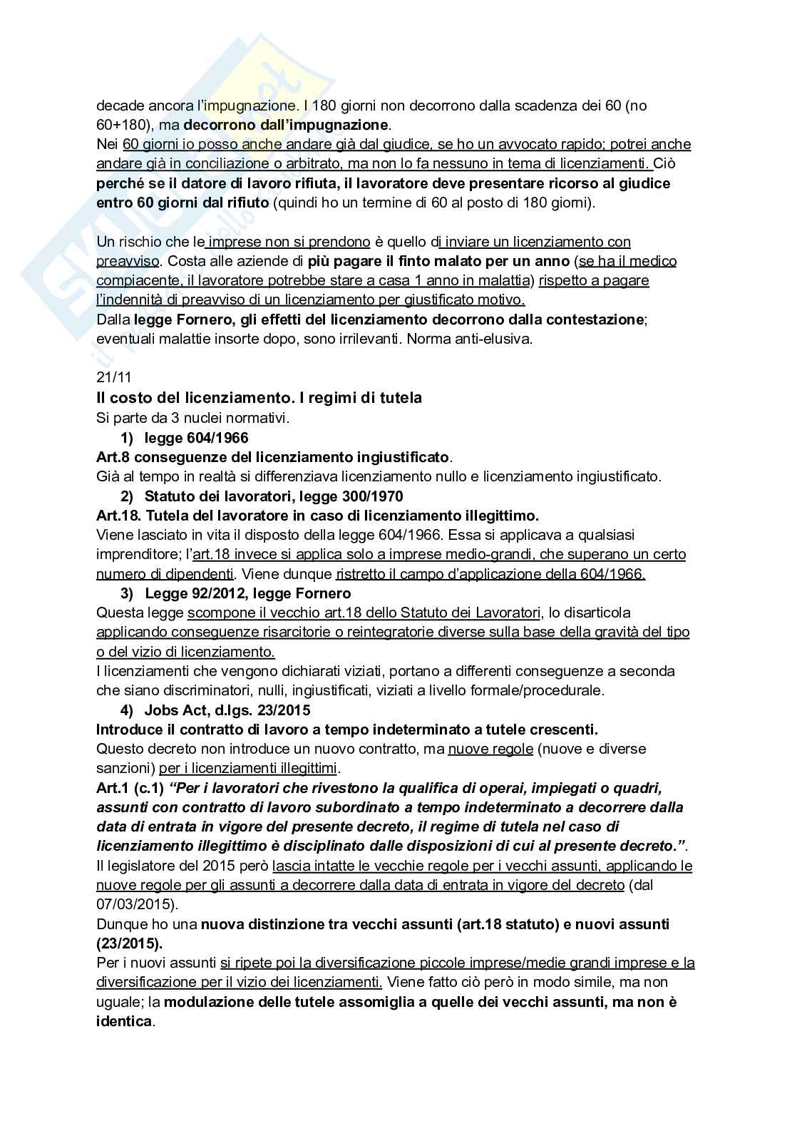 Riassunto esame Diritto del lavoro, Prof. Pellacani Giuseppe, libro consigliato Diritto del lavoro, Galantino Pag. 76