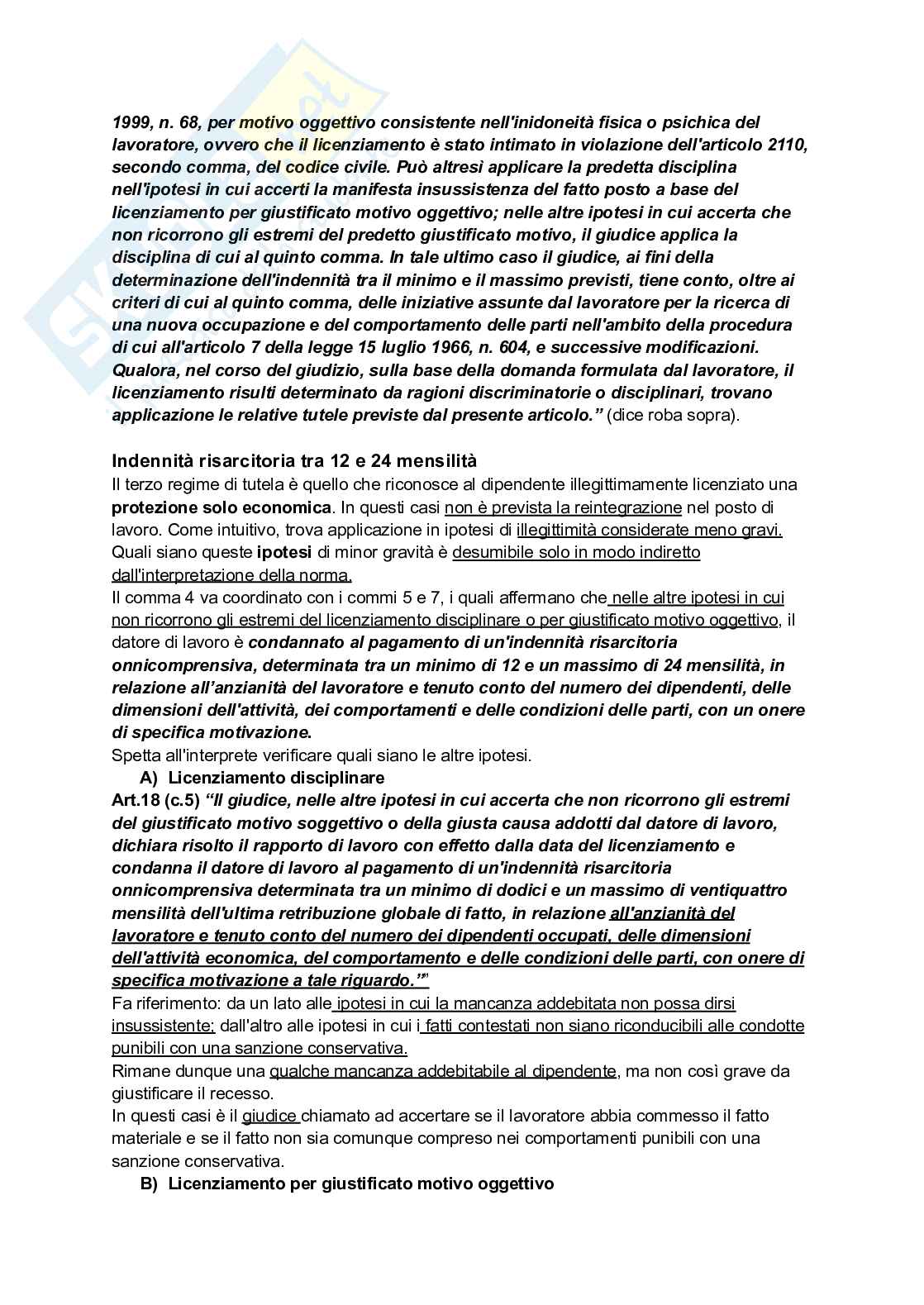 Riassunto esame Diritto del lavoro, Prof. Pellacani Giuseppe, libro consigliato Diritto del lavoro, Galantino Pag. 81