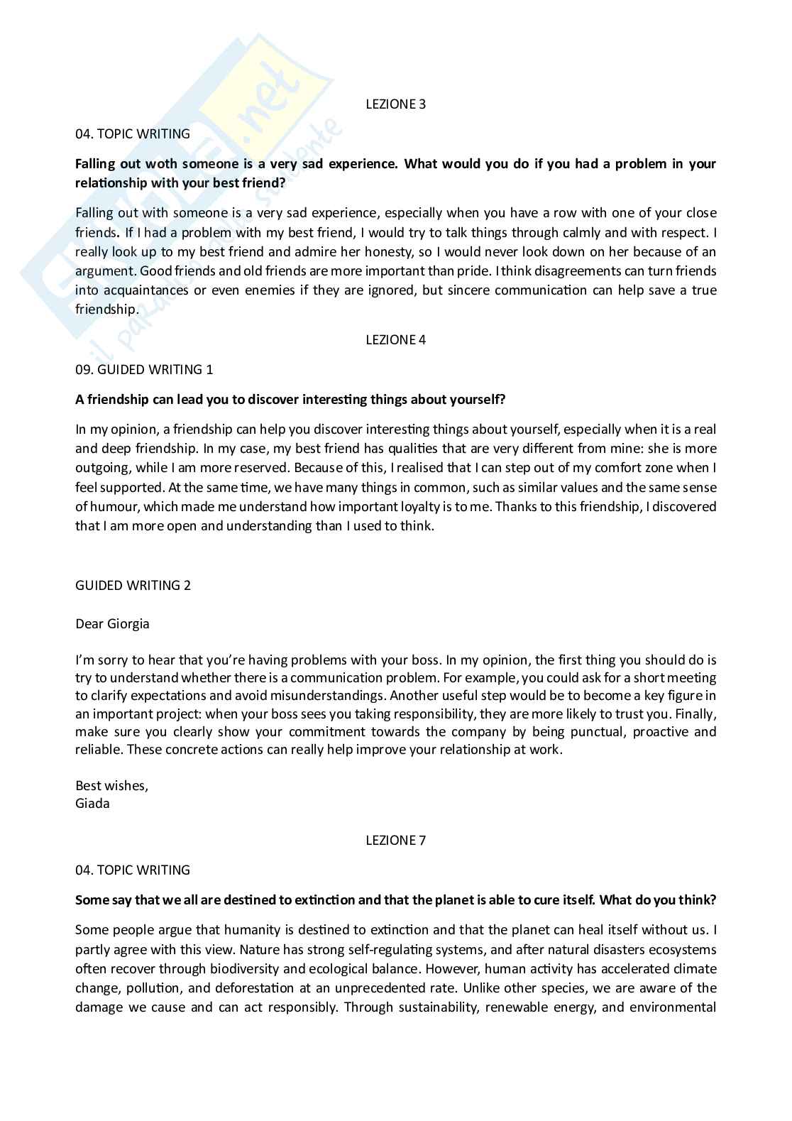 Esercitazioni Lingua inglese Pag. 1
