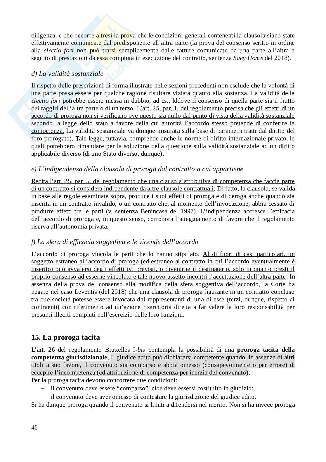 Riassunto esame Diritto internazionale privato e processuale, Prof. Honorati Costanza, libro consigliato Introduzione al diritto Internazionale privato (2^ edizione, 2023), Franzina Pag. 46