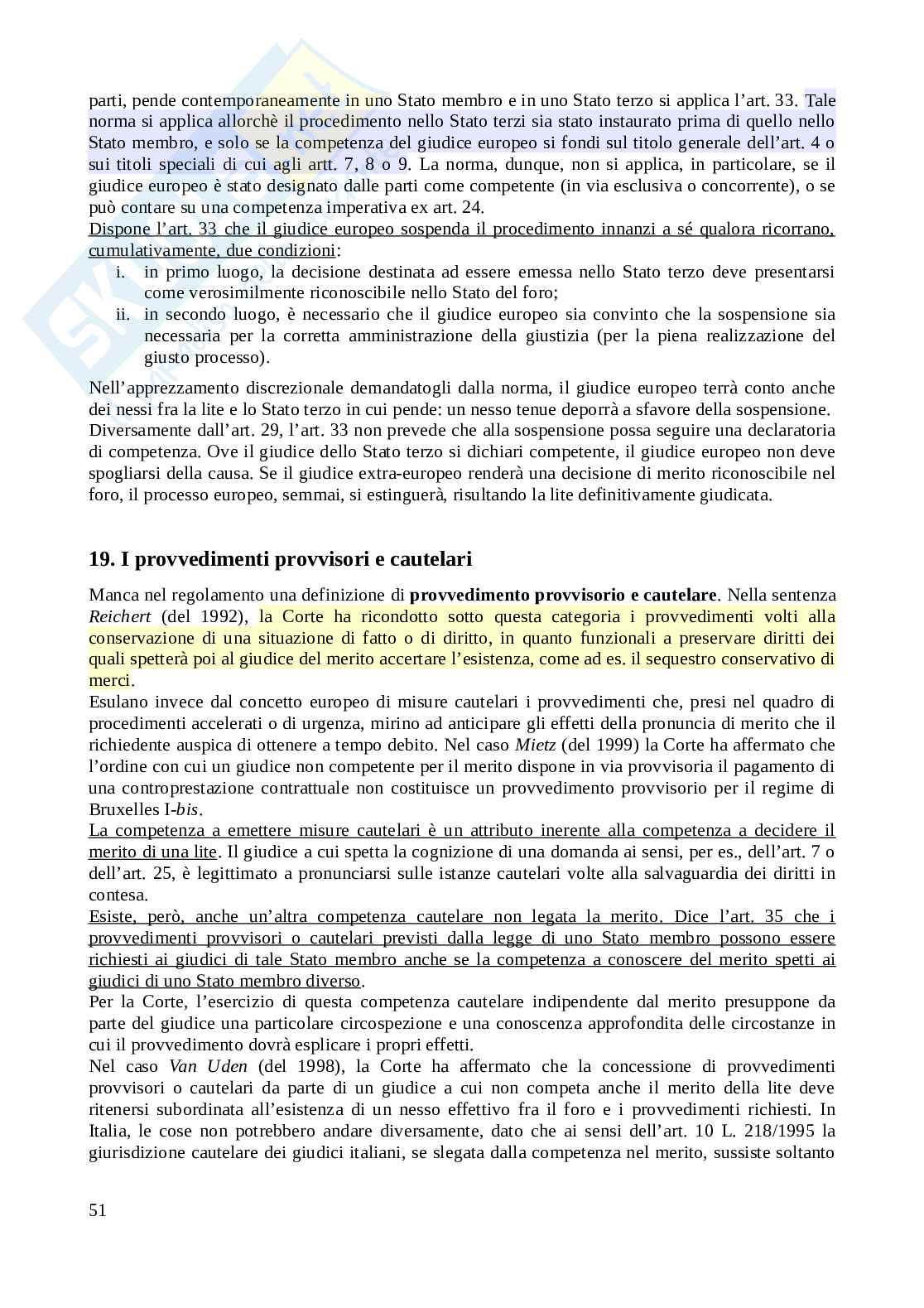 Riassunto esame Diritto internazionale privato e processuale, Prof. Honorati Costanza, libro consigliato Introduzione al diritto Internazionale privato (2^ edizione, 2023), Franzina Pag. 51