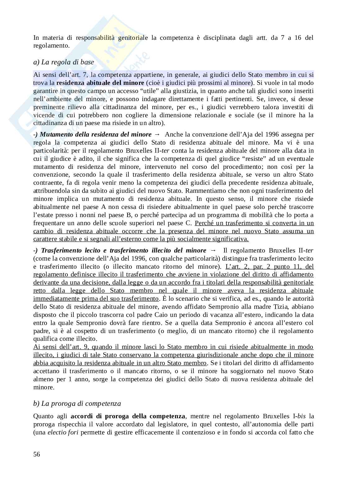 Riassunto esame Diritto internazionale privato e processuale, Prof. Honorati Costanza, libro consigliato Introduzione al diritto Internazionale privato (2^ edizione, 2023), Franzina Pag. 56