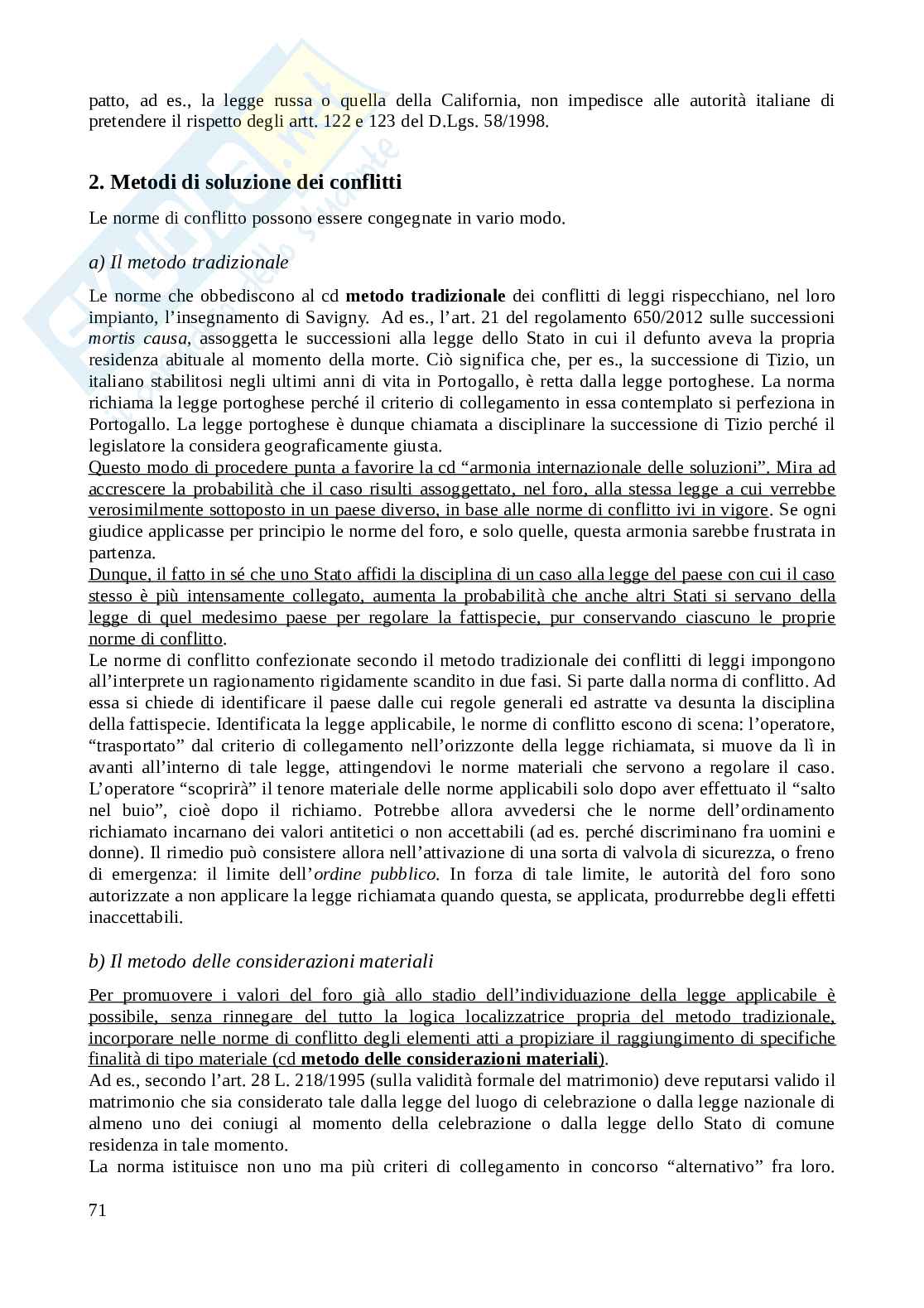 Riassunto esame Diritto internazionale privato e processuale, Prof. Honorati Costanza, libro consigliato Introduzione al diritto Internazionale privato (2^ edizione, 2023), Franzina Pag. 71