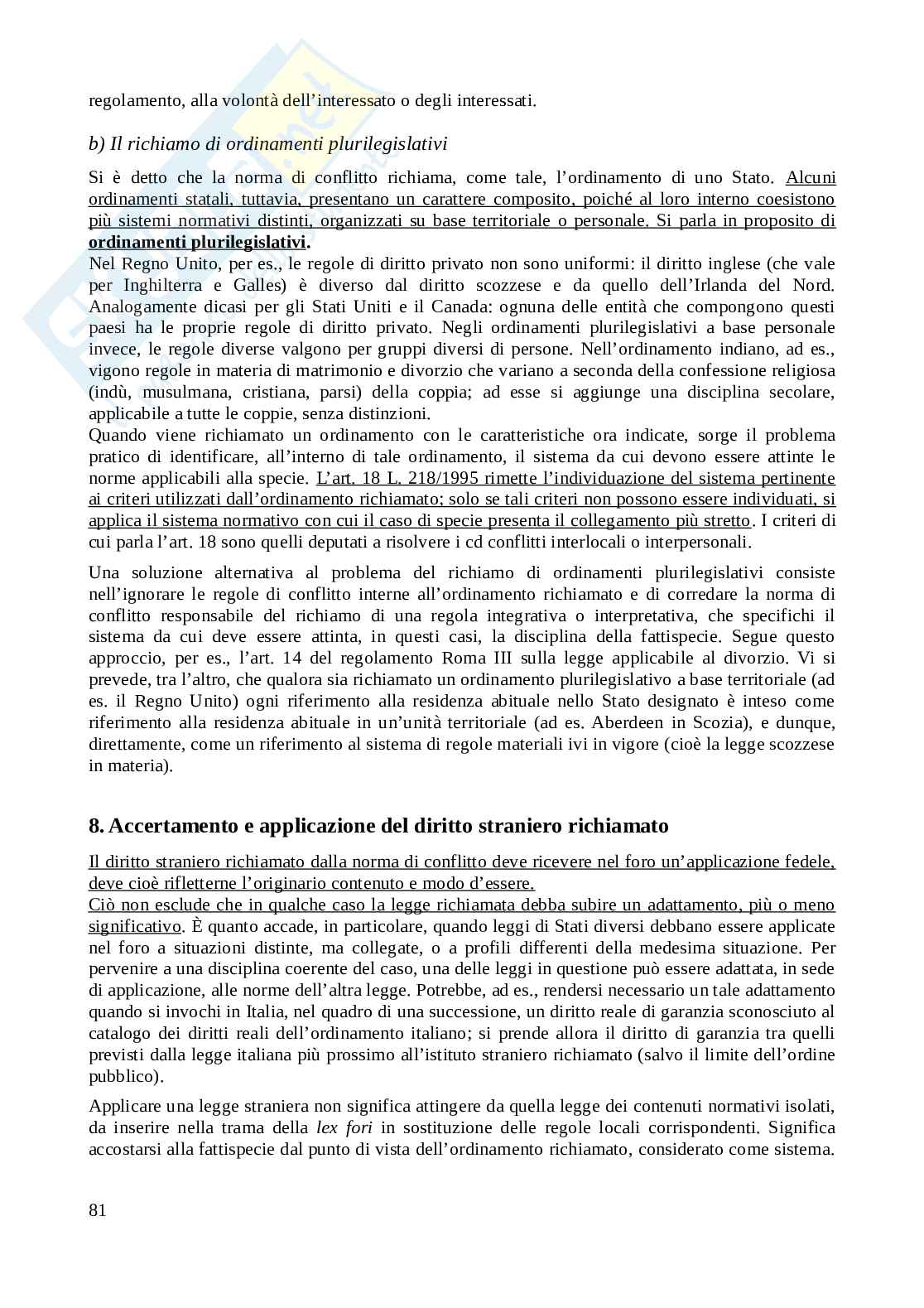 Riassunto esame Diritto internazionale privato e processuale, Prof. Honorati Costanza, libro consigliato Introduzione al diritto Internazionale privato (2^ edizione, 2023), Franzina Pag. 81