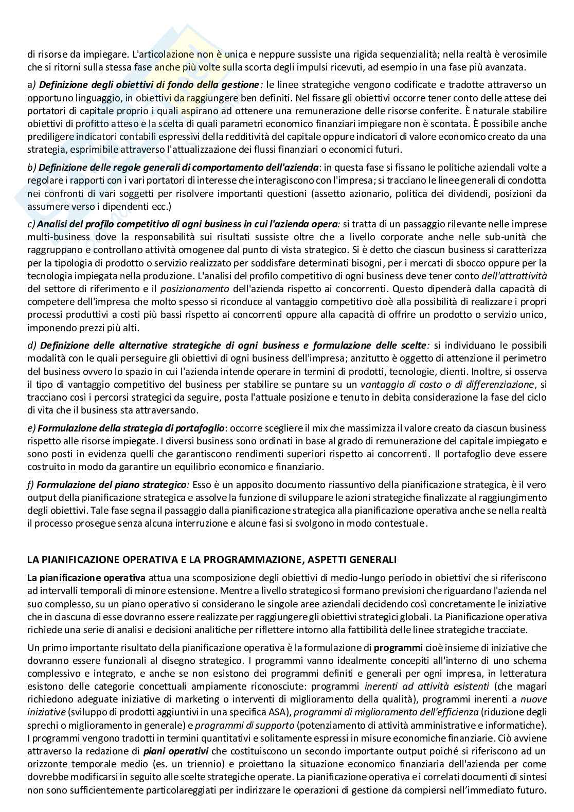 Riassunto esame Programmazione e controllo, Prof. Aversano Gabriele, libro consigliato Pianificazione e controllo di gestione. Principi e strumenti, Potito Pag. 2