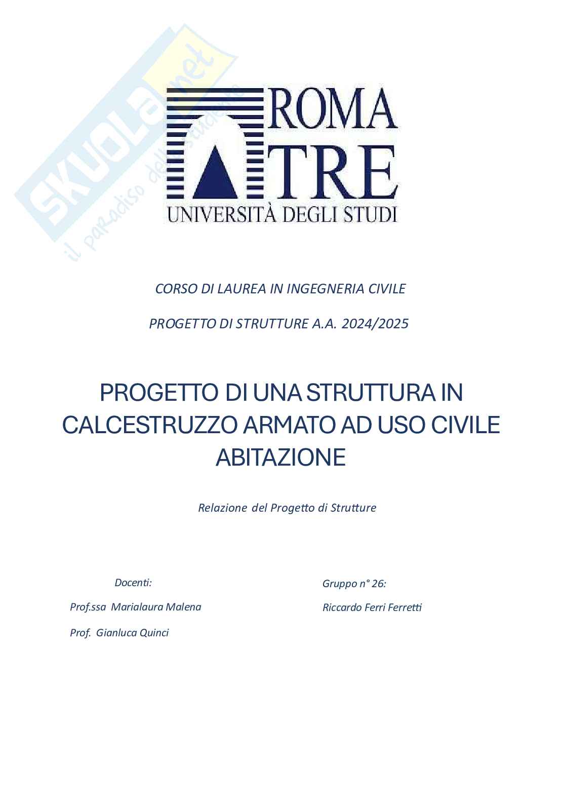 Relazione finale del progetto di strutture Pag. 1