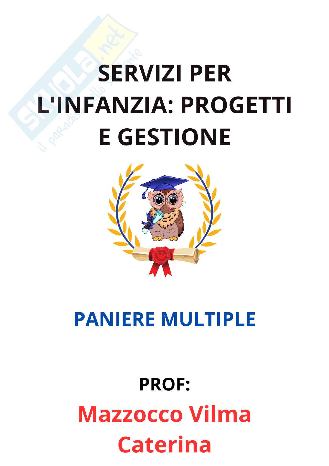 Paniere Servizi per l'infanzia: progetti e gestione - Risposte multiple - aggiornato (2026) Pag. 1