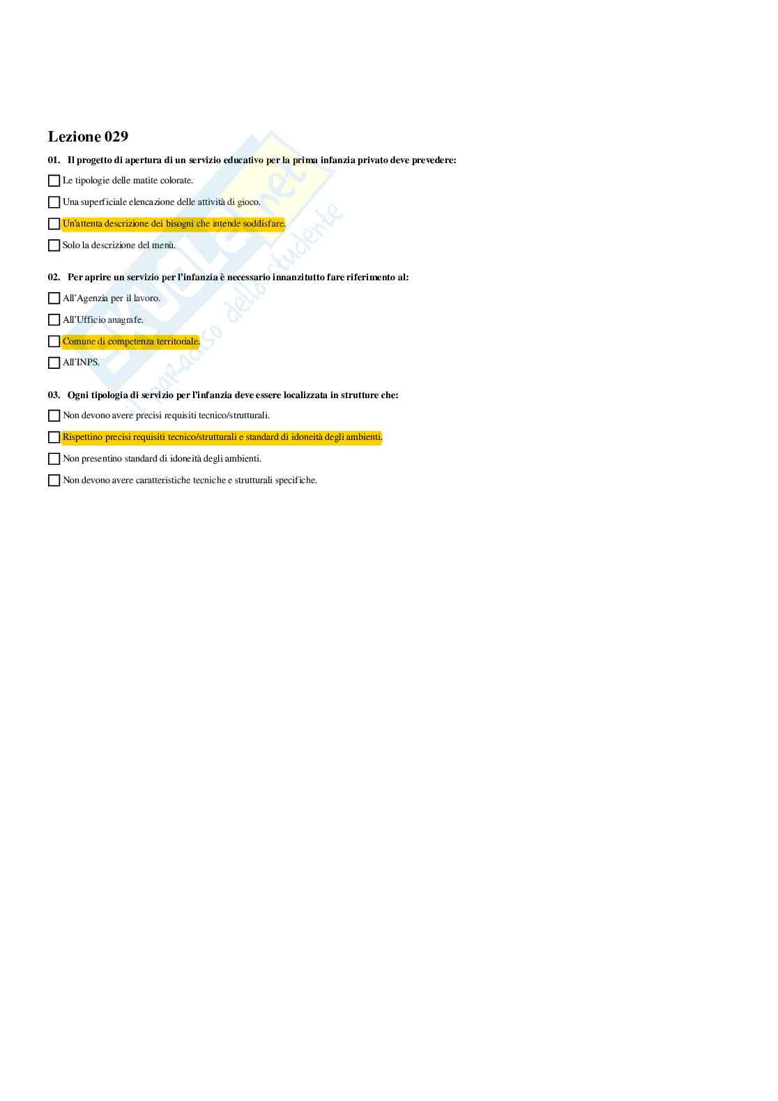 Paniere Servizi per l'infanzia: progetti e gestione - Risposte multiple - aggiornato (2026) Pag. 31