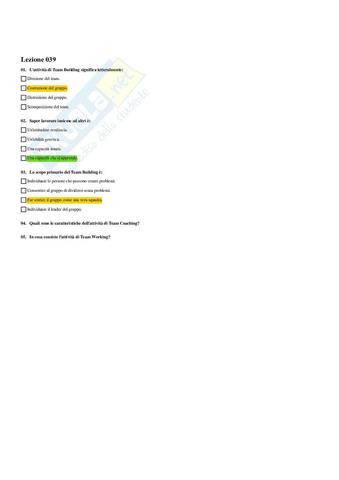 Paniere Servizi per l'infanzia: progetti e gestione - Risposte multiple - aggiornato (2026) Pag. 41