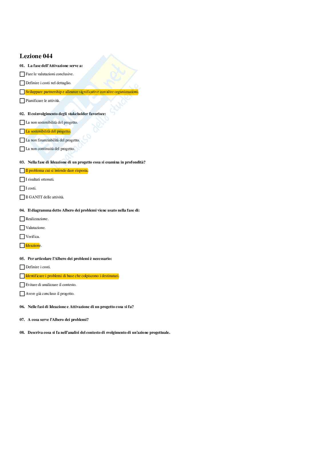 Paniere Servizi per l'infanzia: progetti e gestione - Risposte multiple - aggiornato (2026) Pag. 46