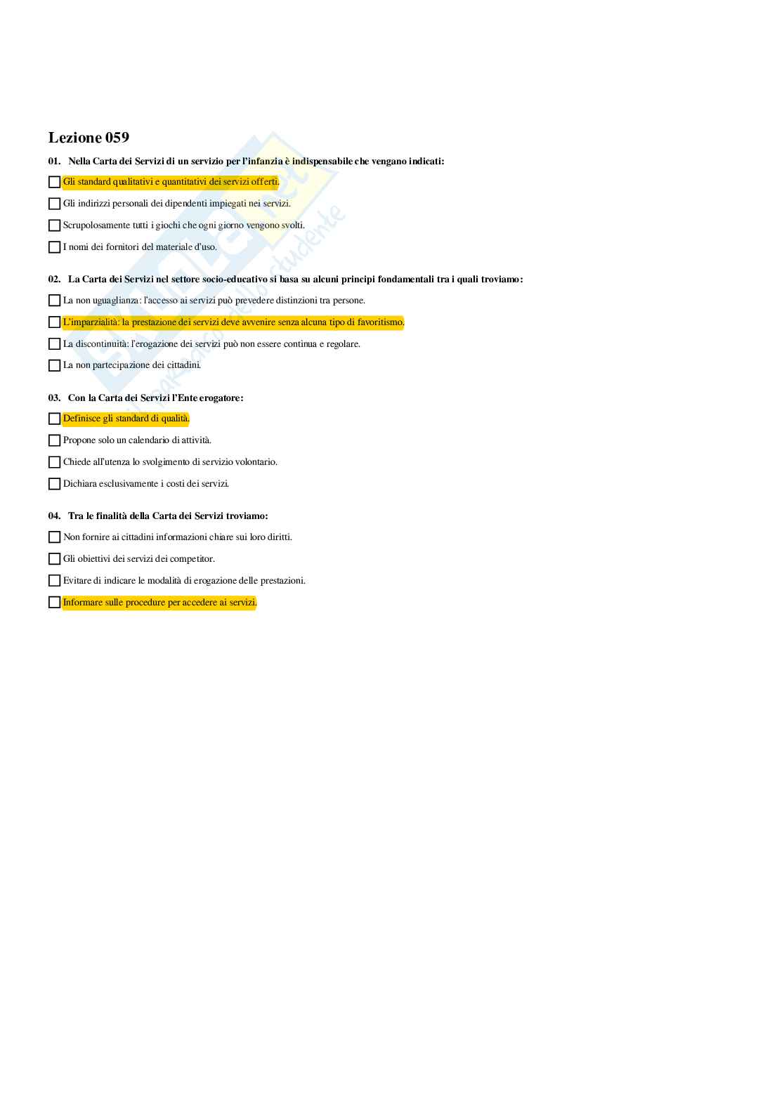 Paniere Servizi per l'infanzia: progetti e gestione - Risposte multiple - aggiornato (2026) Pag. 61