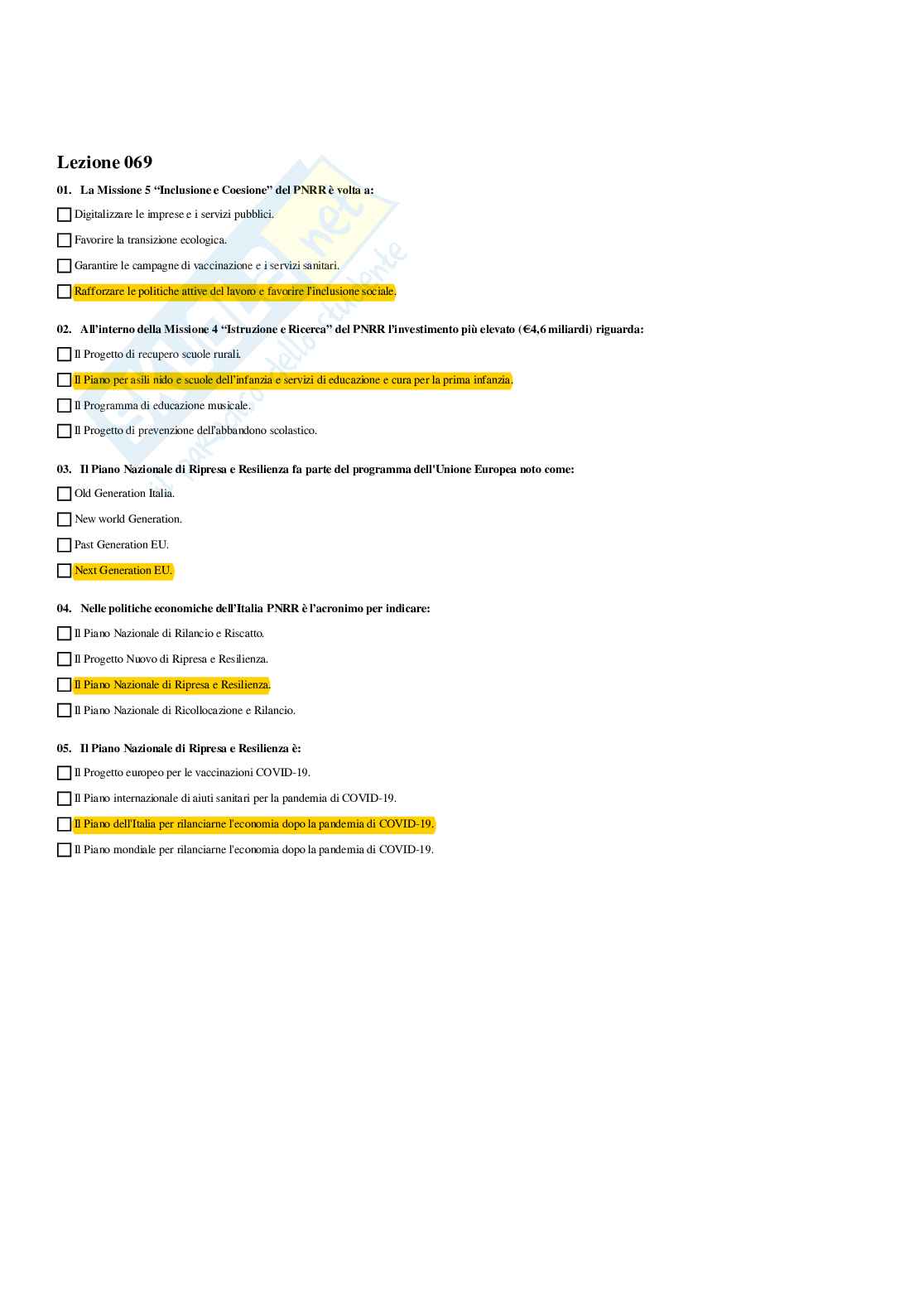 Paniere Servizi per l'infanzia: progetti e gestione - Risposte multiple - aggiornato (2026) Pag. 71