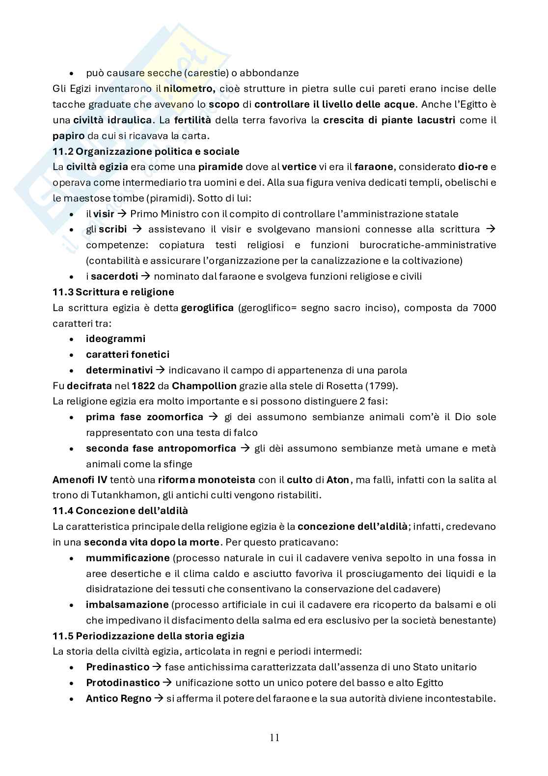 Schemi pre parziale Civiltà del mondo antico e medioevale Pag. 11